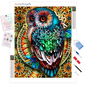 Mandala Berry Branch Owl | Diamond Painting