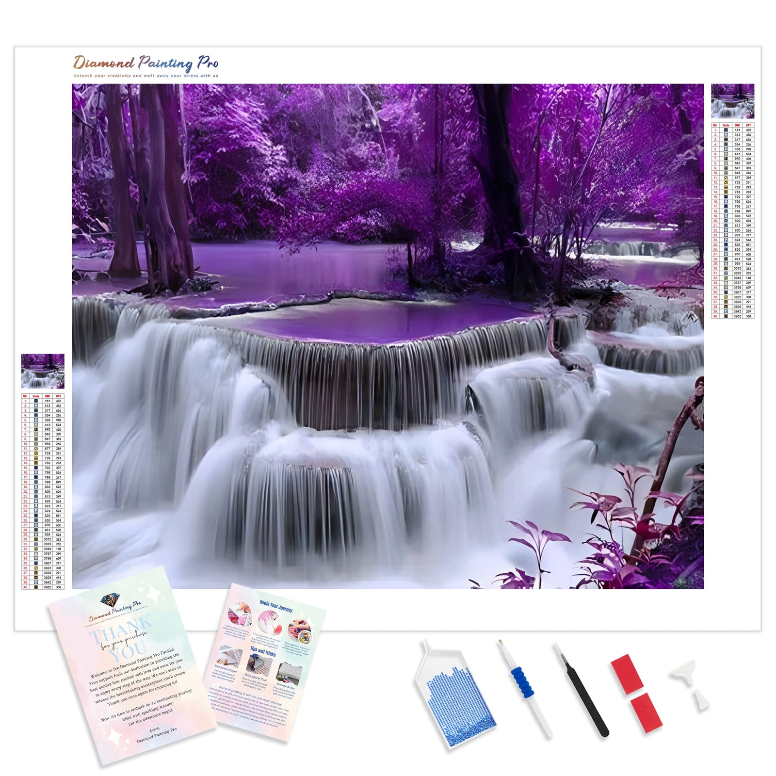 Purple Waterfall | Diamond Painting Kit - Full Drill - Square or Round Diamonds with AB Drills Option