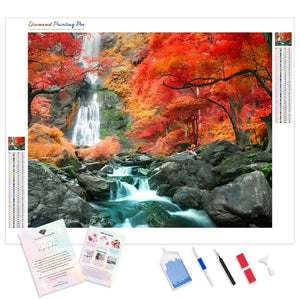 Autumn Forest Waterfall | Diamond Painting