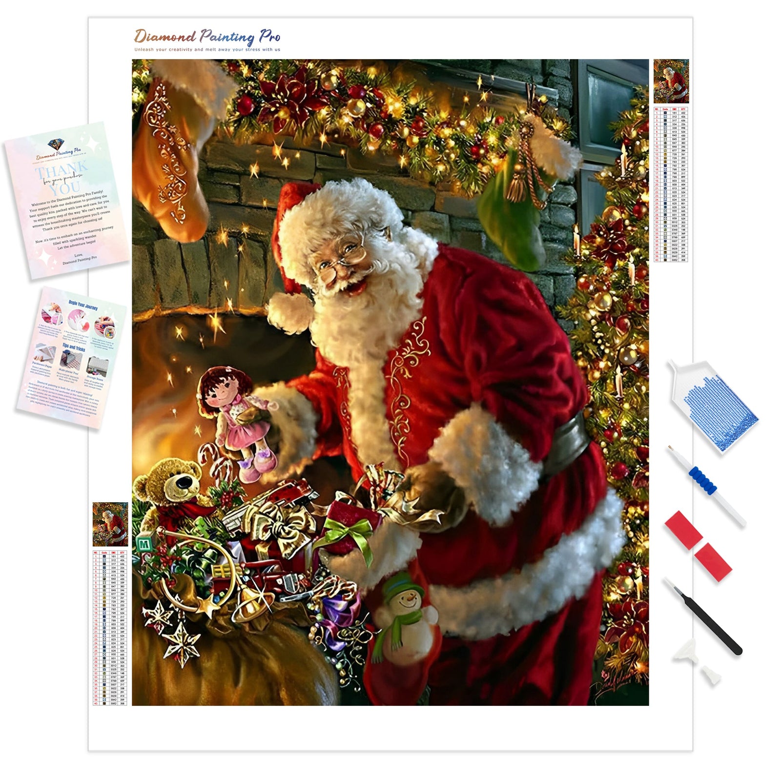 Christmas Santa with Gifts | Diamond Painting Kit - Full Drill - Square or Round Diamonds with AB Drills Option