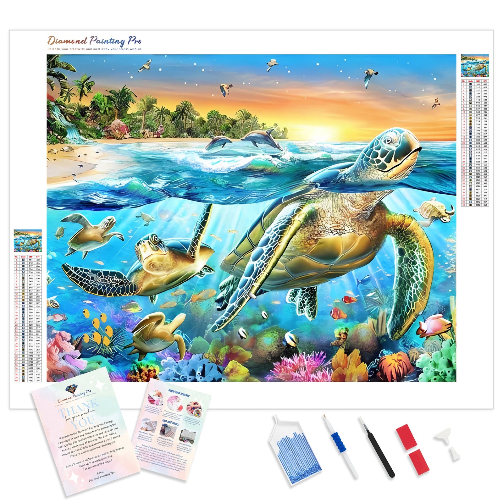 Sea Turtle Sunset | Diamond Painting Kit - Full Drill - Square or Round Diamonds with AB Drills Option