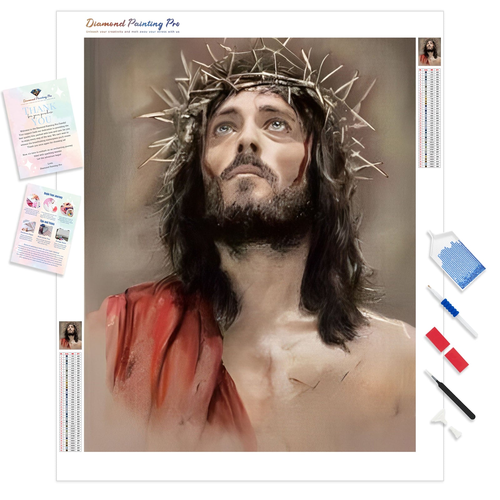 Jesus Crown Of Thorns | Diamond Painting Kit - Full Drill - Square or Round Diamonds with AB Drills Option