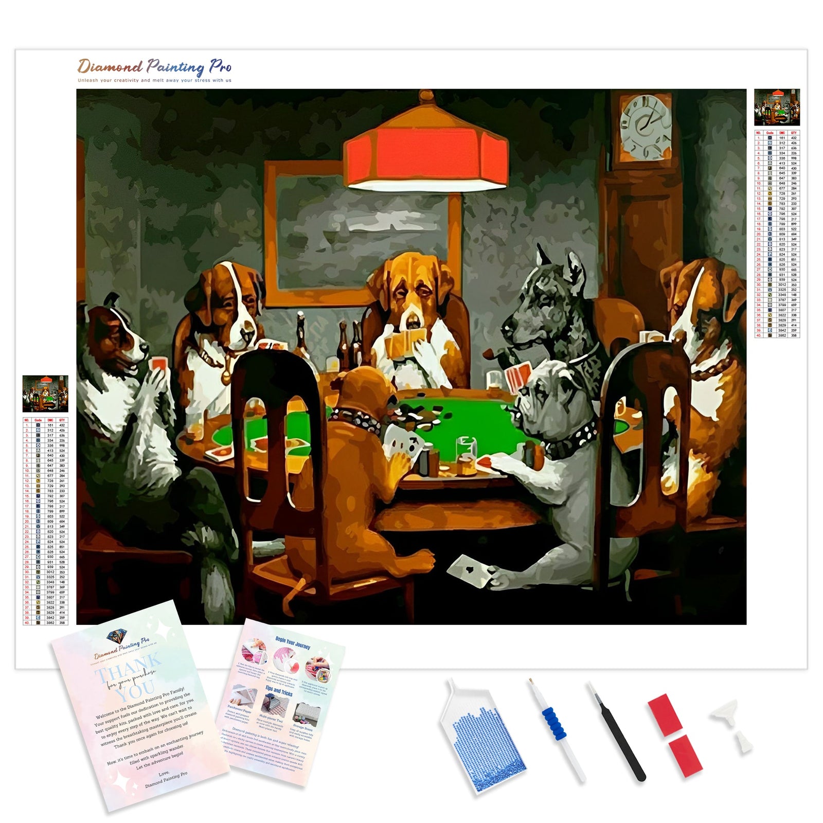 Dogs Playing Poker | Diamond Painting Kit - Full Drill - Square or Round Diamonds with AB Drills Option