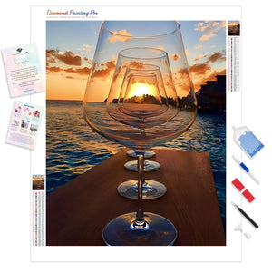 Sunset in a Wine Glass | Diamond Painting