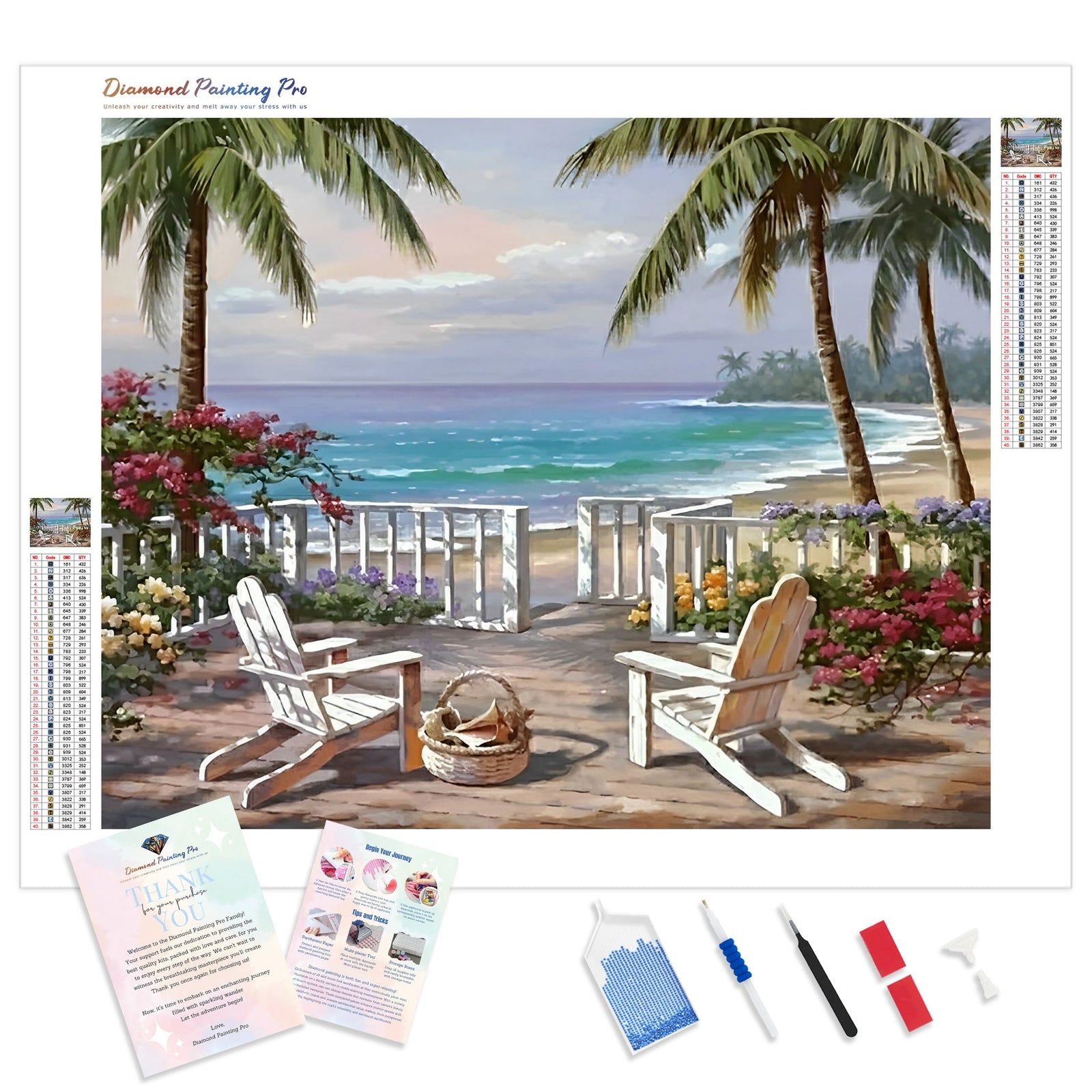 Beach Chair with Coastal View | Diamond Painting Kit - Full Drill - Square or Round Diamonds with AB Drills Option