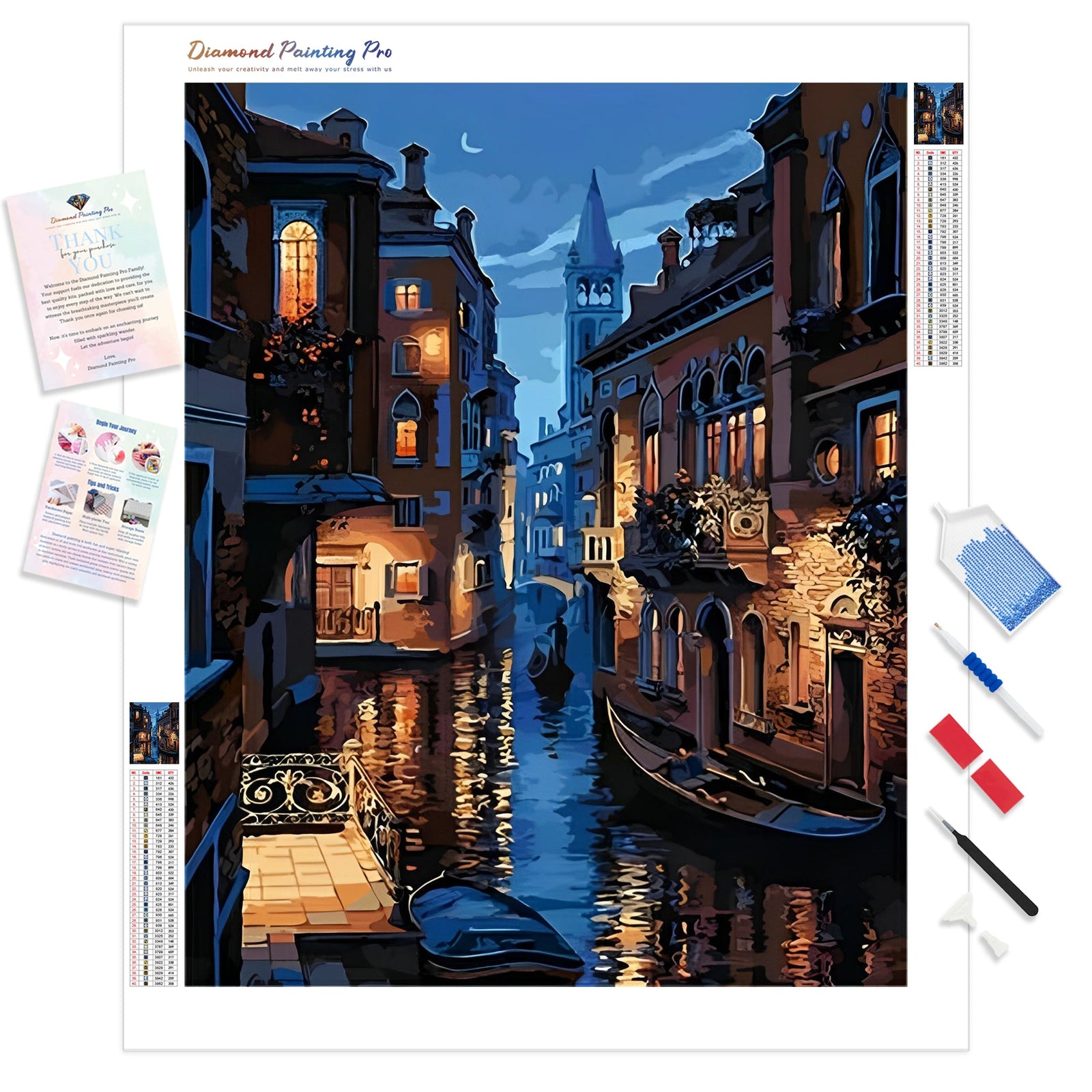 Night in Venice | Diamond Painting Kit - Full Drill - Square or Round Diamonds with AB Drills Option