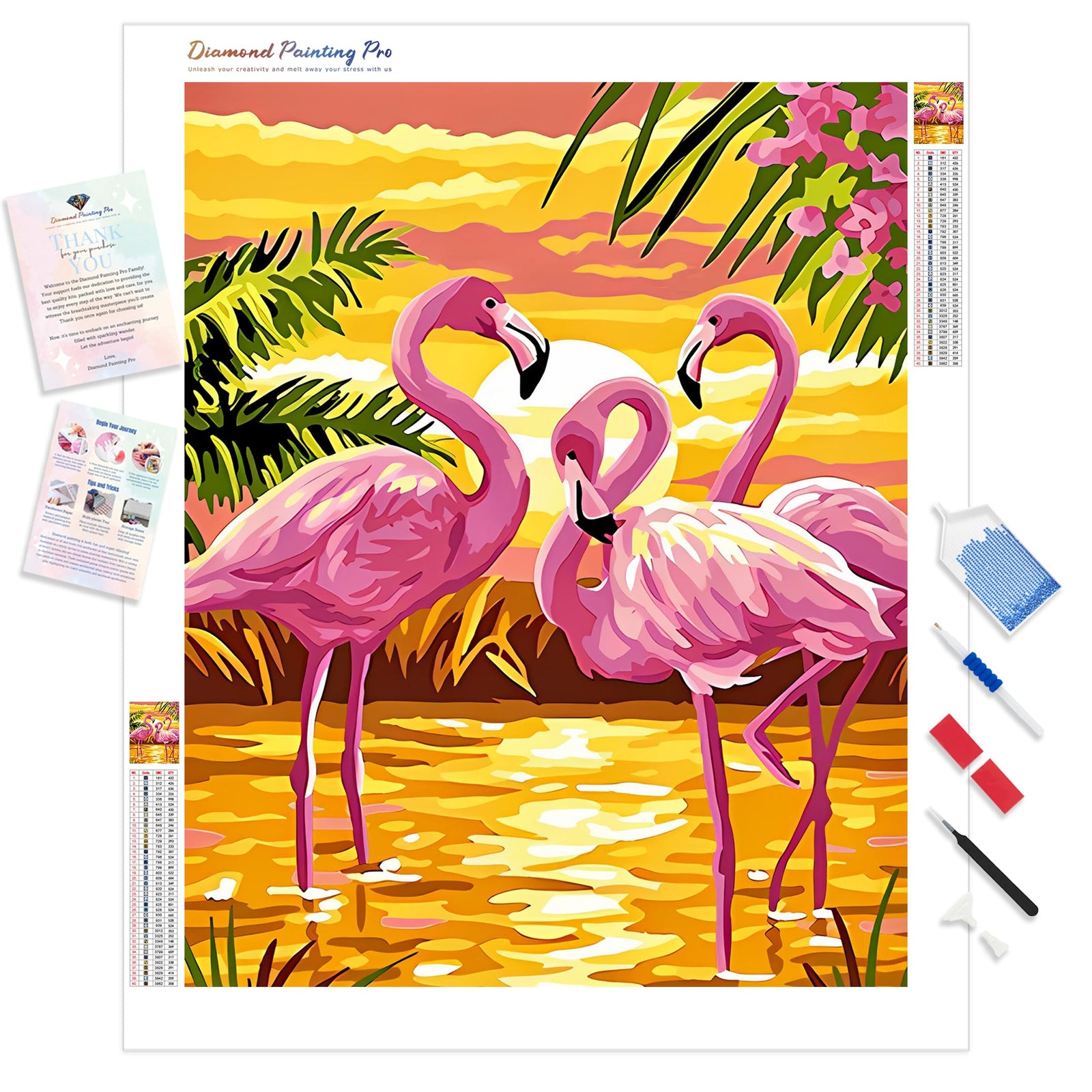 Flamingos | Diamond Painting Kit - Full Drill - Square or Round Diamonds with AB Drills Option