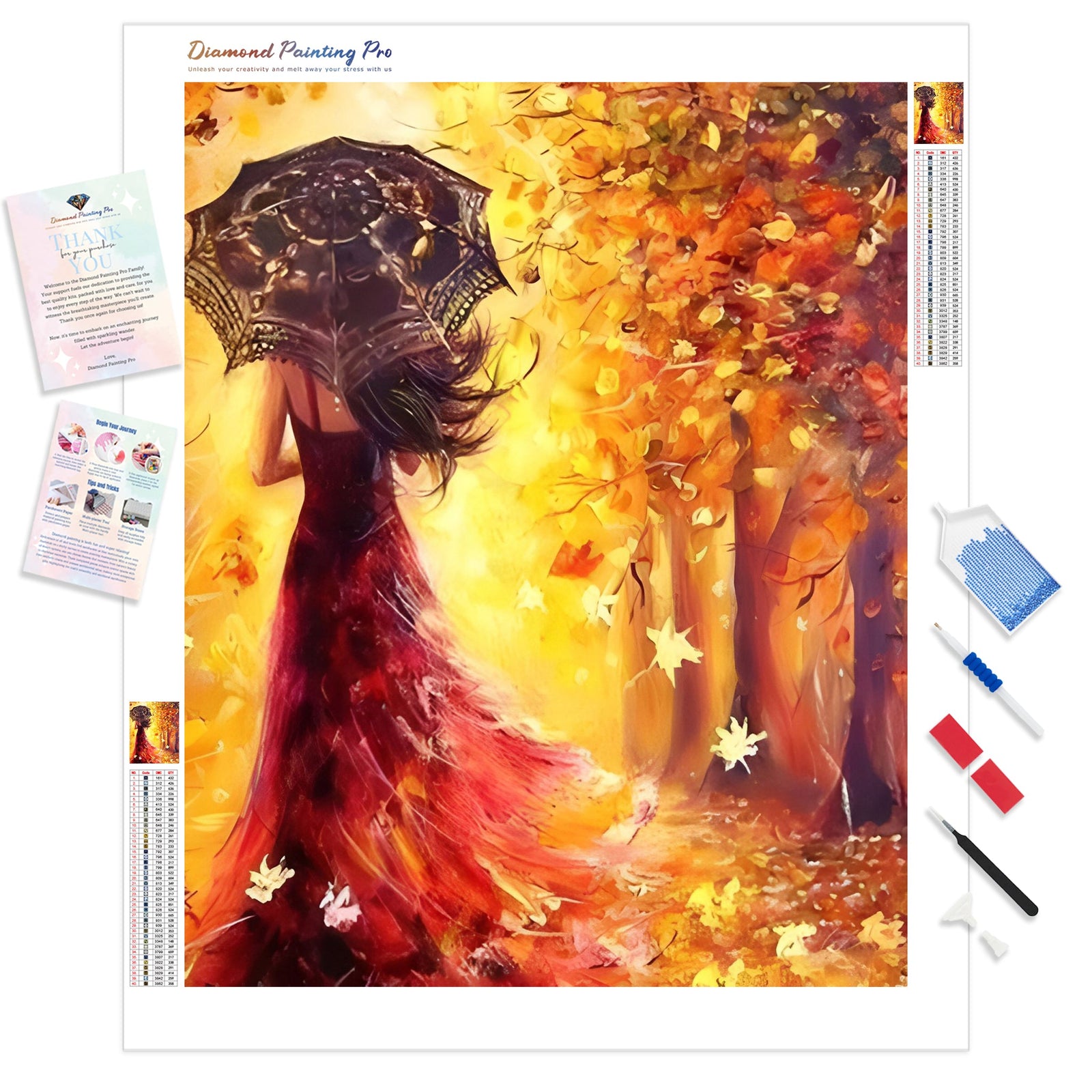 Lady with Umbrella | Diamond Painting Kit - Full Drill - Square or Round Diamonds with AB Drills Option