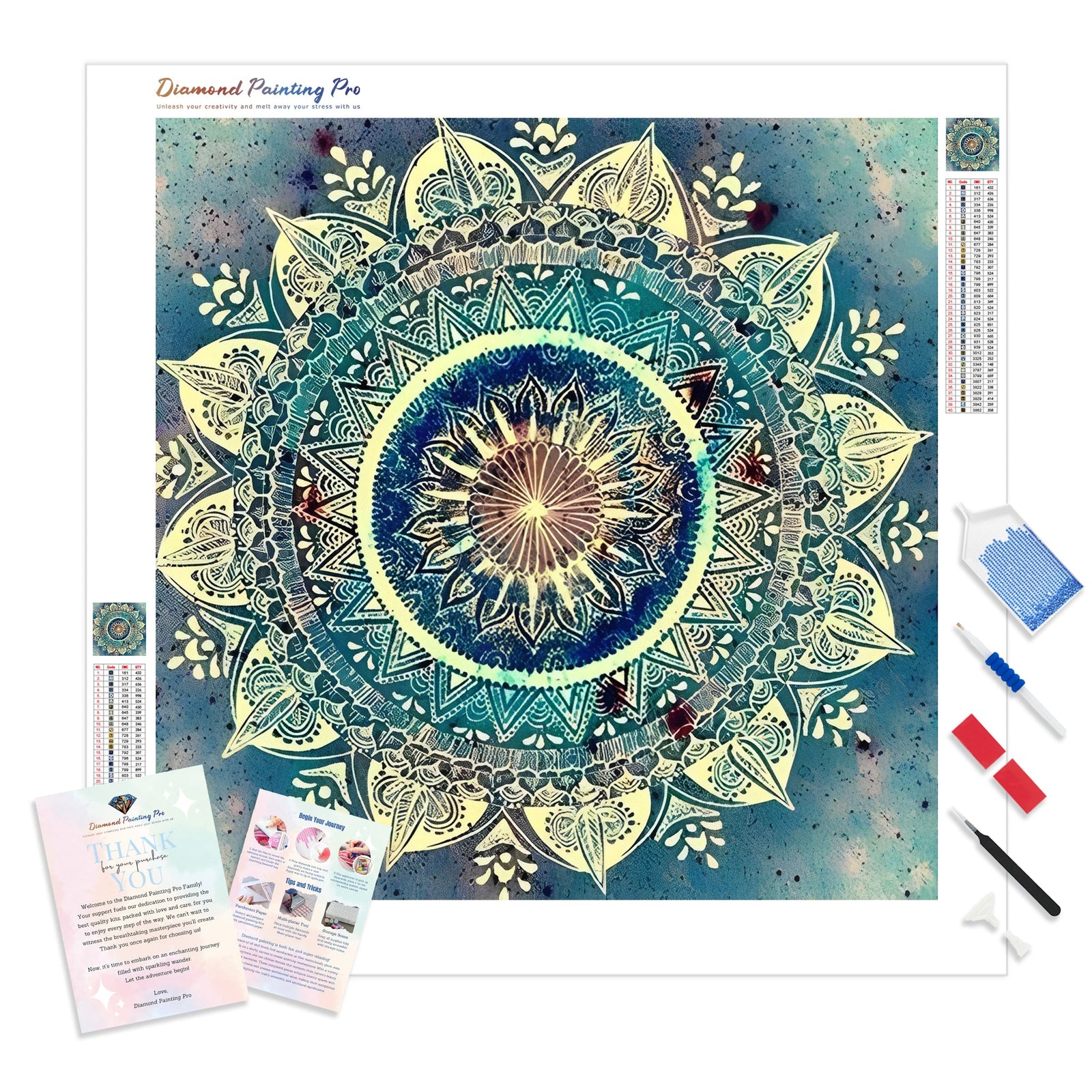 Mandalas | Diamond Painting Kit - Full Drill - Square or Round Diamonds with AB Drills Option