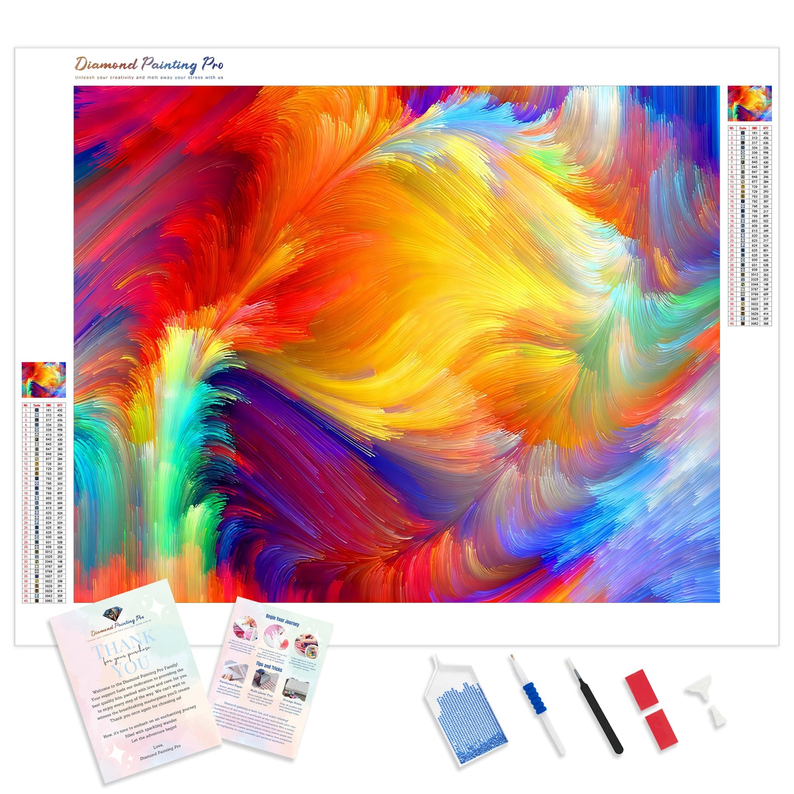 Abstract Rainbow Color | Diamond Painting Kit - Full Drill - Square or Round Diamonds with AB Drills Option