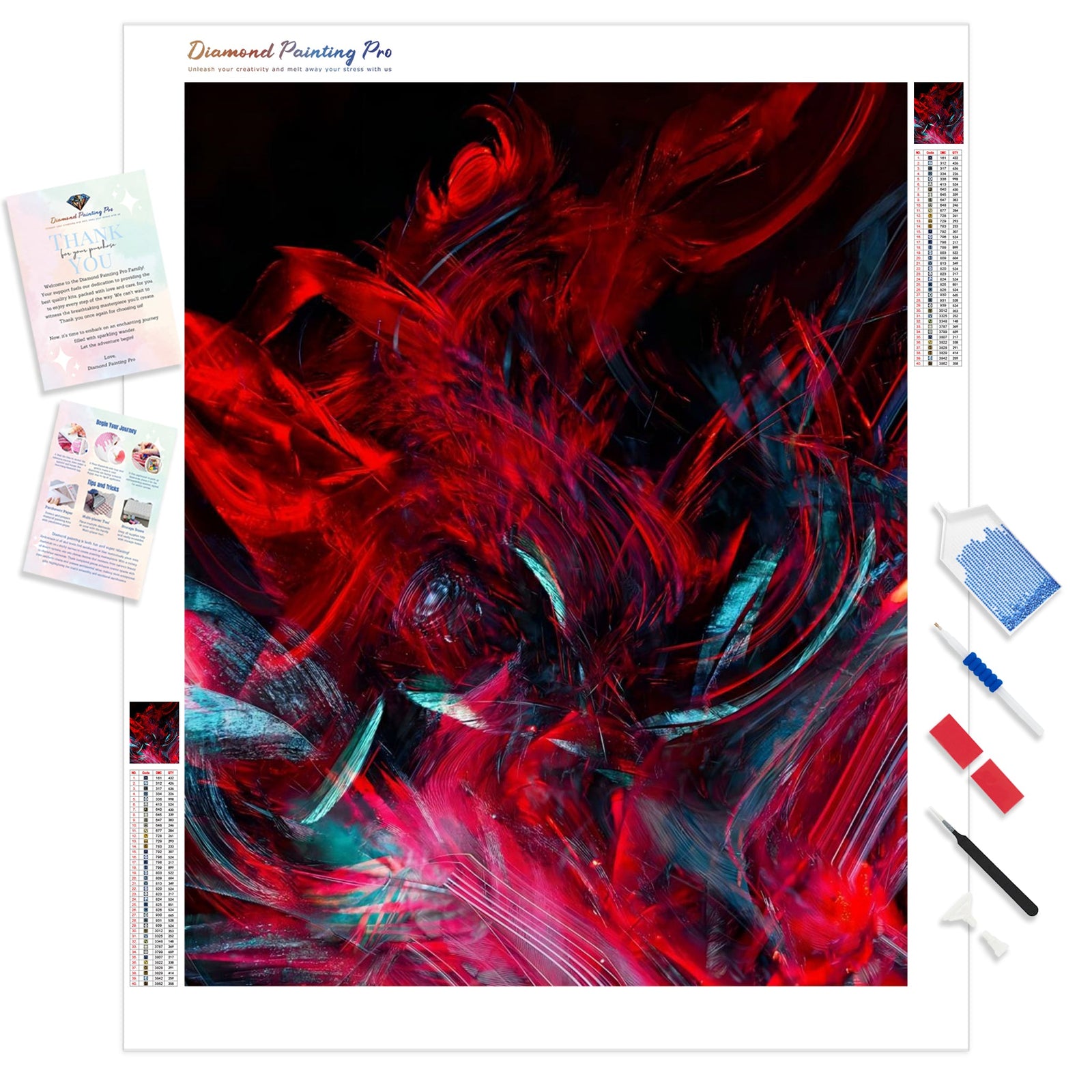 Abstract Vivid | Diamond Painting Kit - Full Drill - Square or Round Diamonds with AB Drills Option