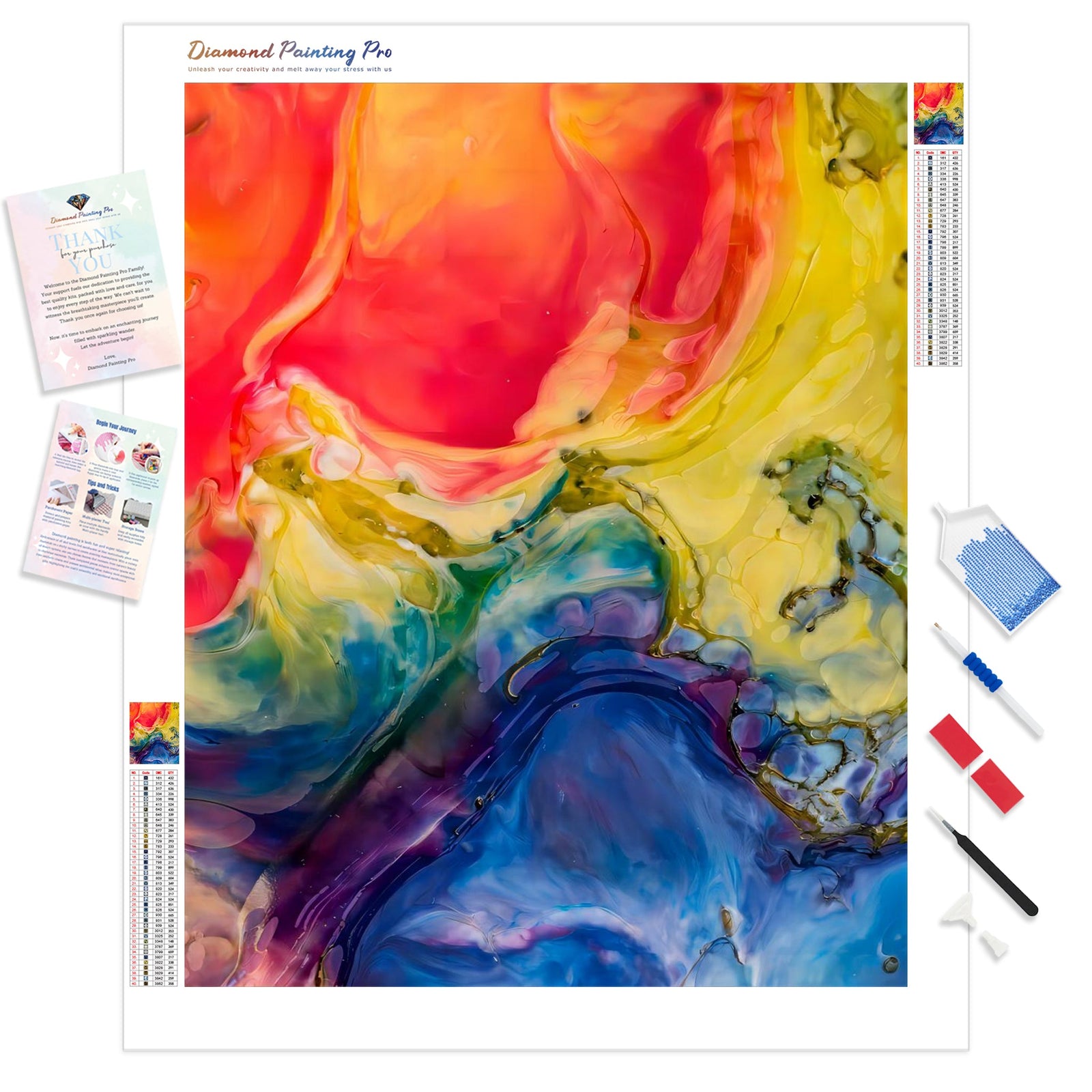 Abstract Color Mix | Diamond Painting Kit - Full Drill - Square or Round Diamonds with AB Drills Option