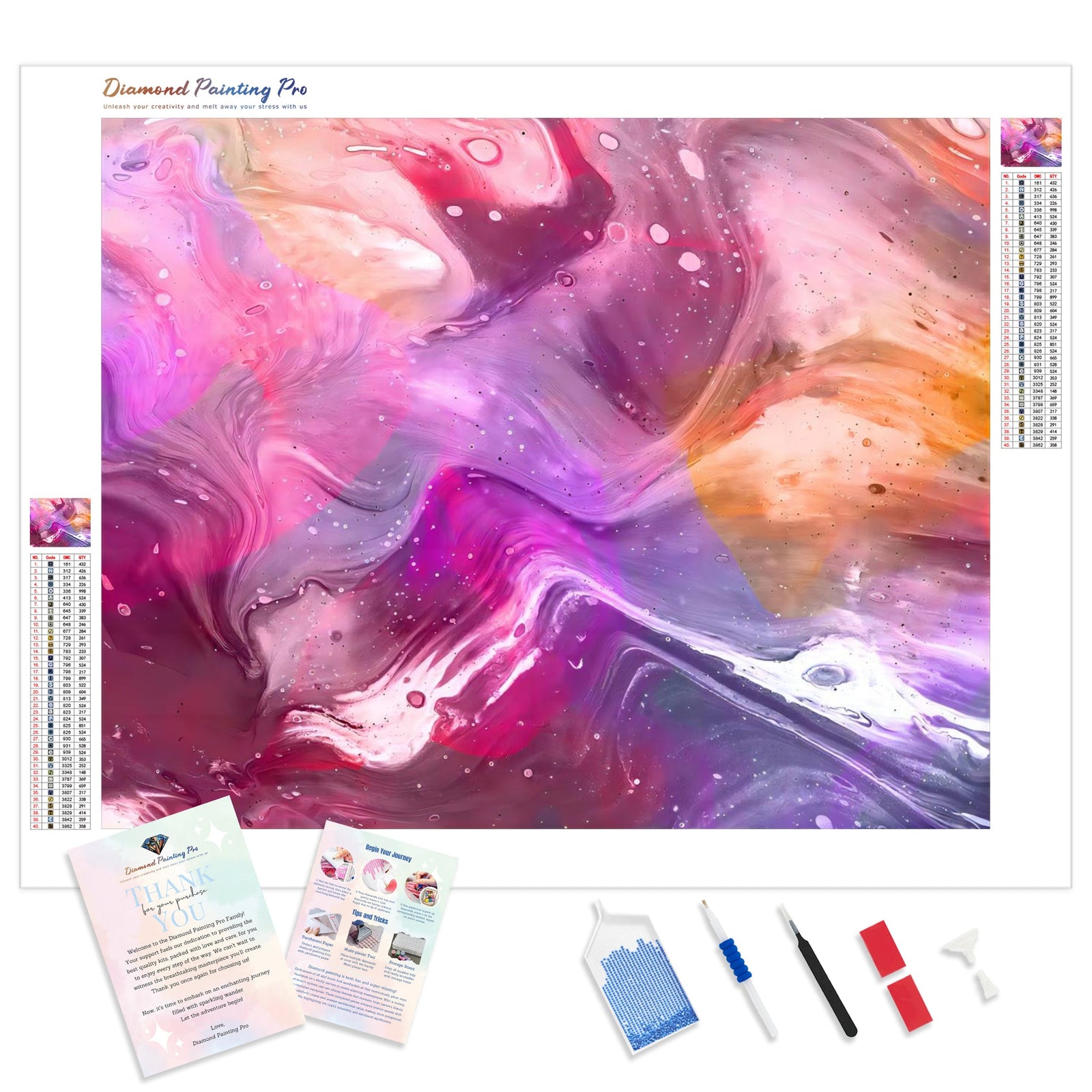 Pink Abstract | Diamond Painting Kit - Full Drill - Square or Round Diamonds with AB Drills Option