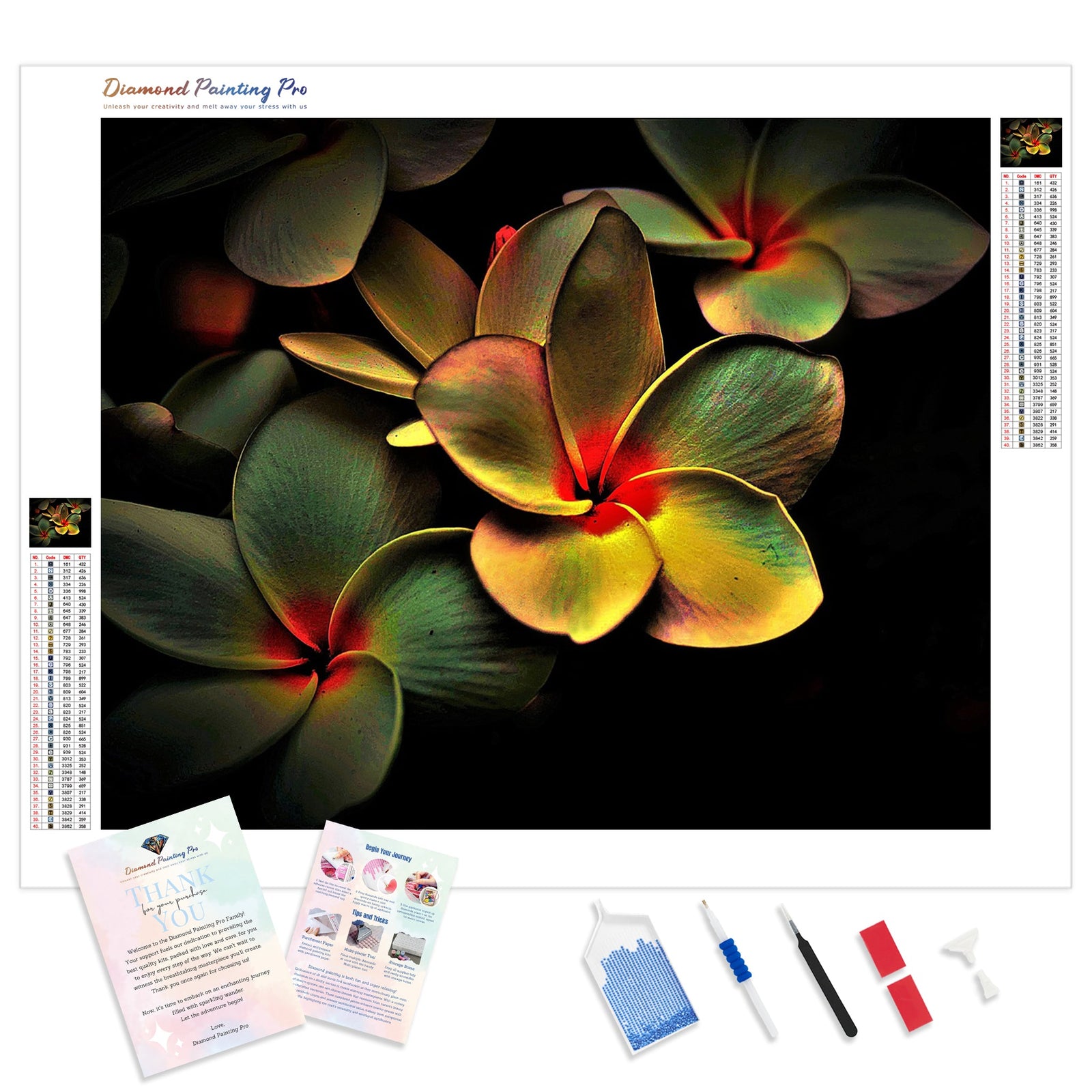 Abstract Frangipani | Diamond Painting Kit - Full Drill - Square or Round Diamonds with AB Drills Option