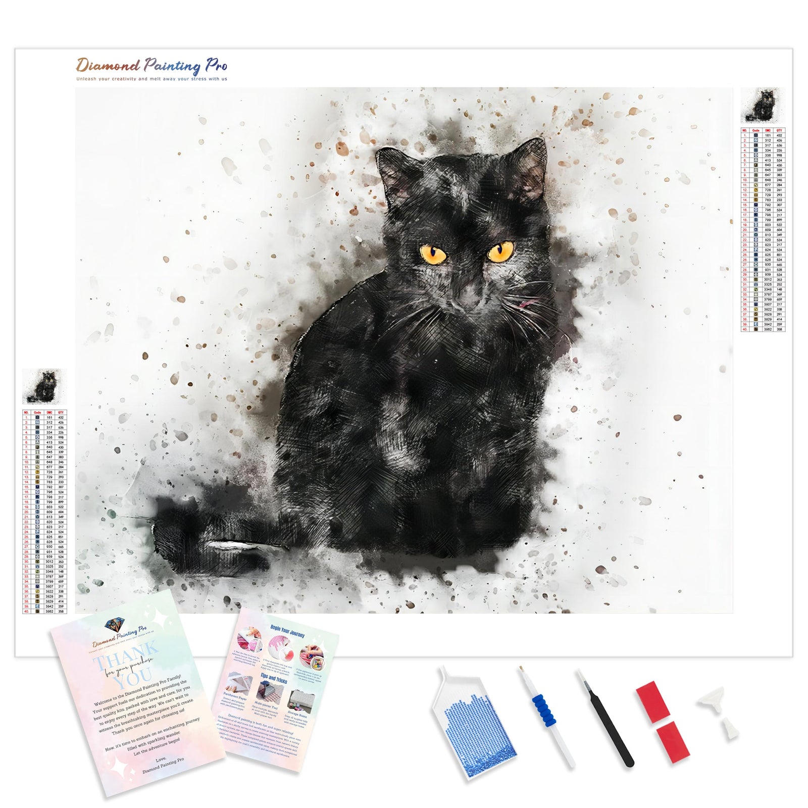 Abstract Black Cat | Diamond Painting Kit - Full Drill - Square or Round Diamonds with AB Drills Option