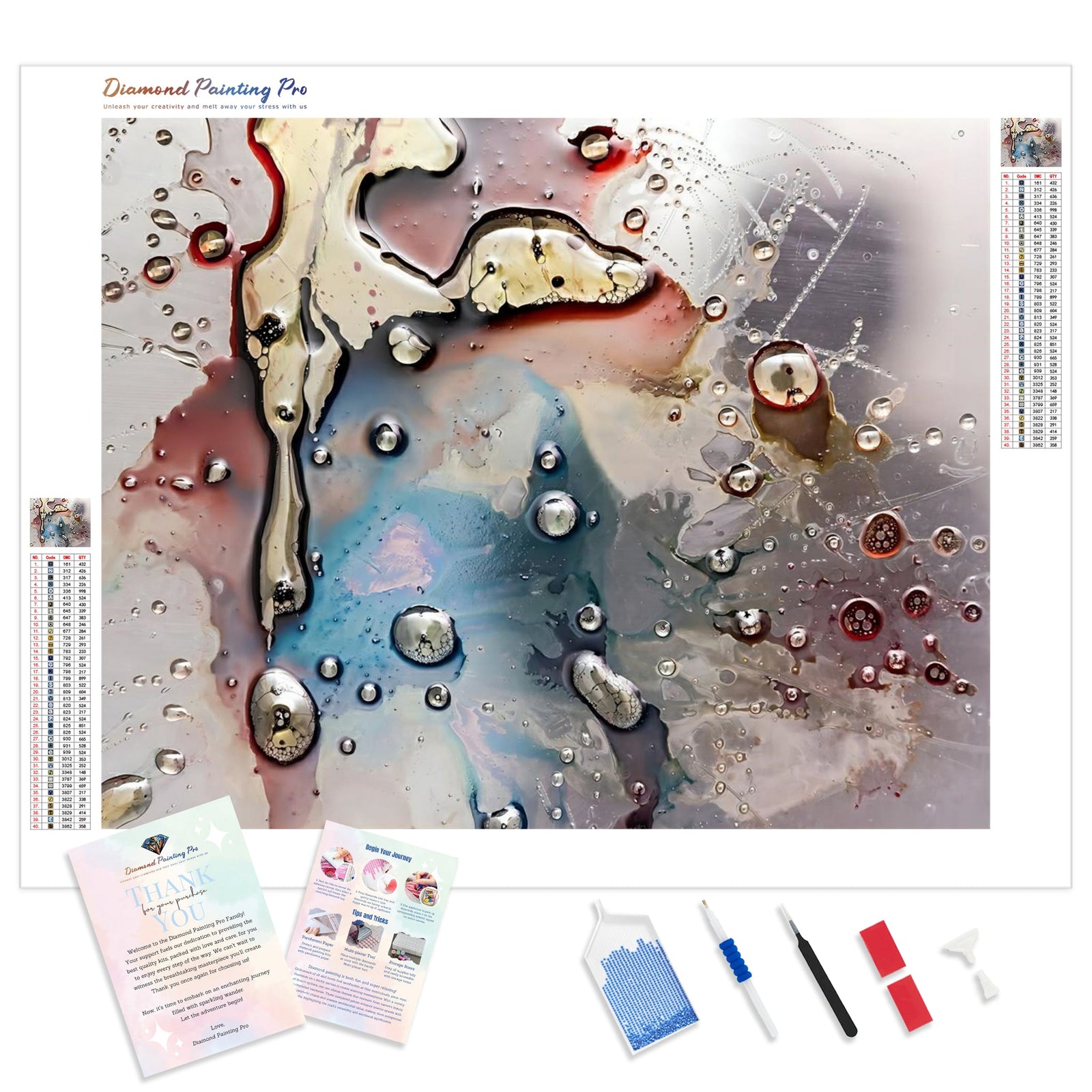 Abstract Fluid Drop | Diamond Painting Kit - Full Drill - Square or Round Diamonds with AB Drills Option