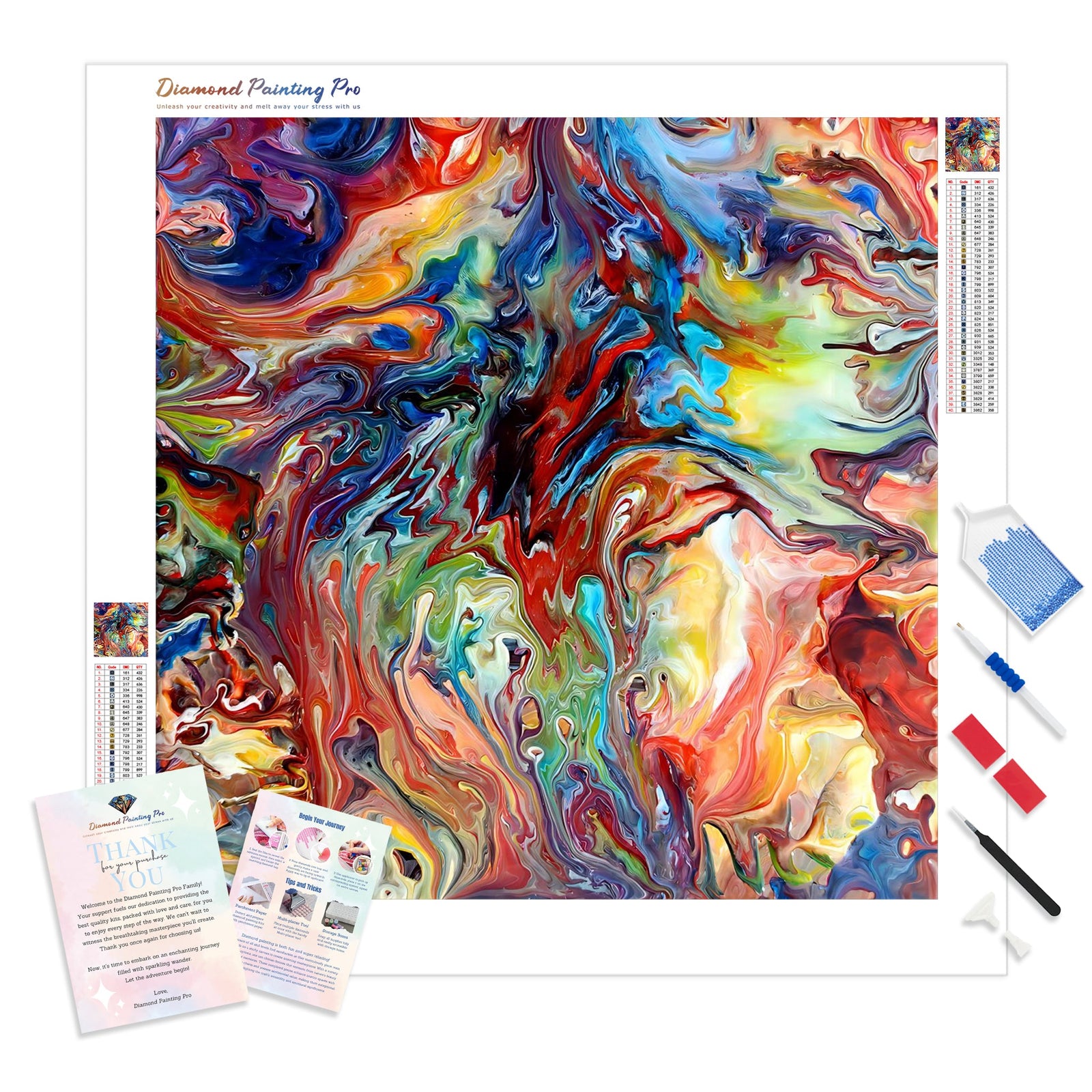 Abstract Fluid | Diamond Painting Kit - Full Drill - Square or Round Diamonds with AB Drills Option