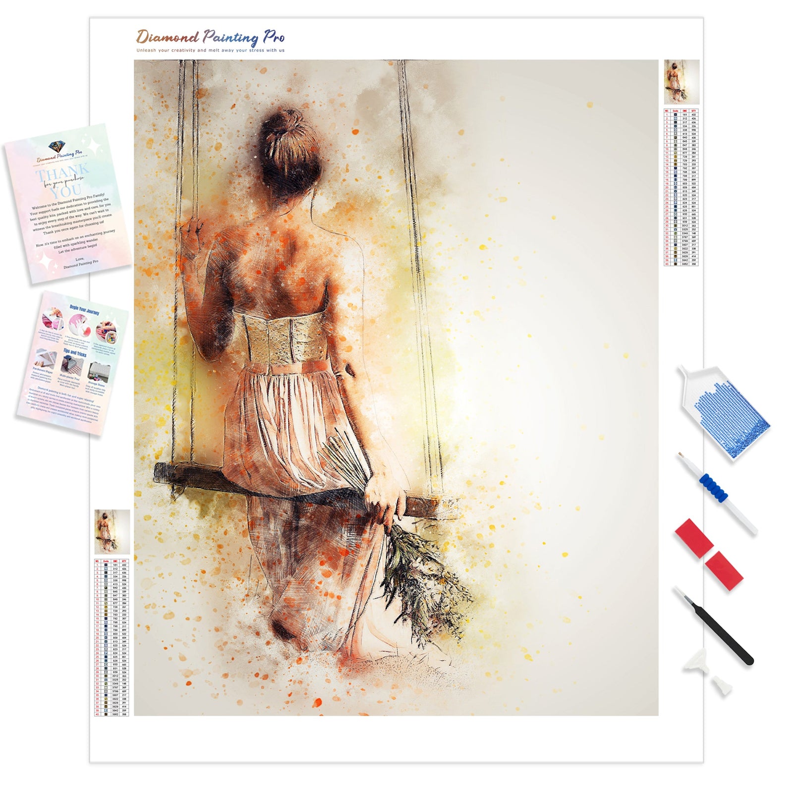 Girl on the Swing | Diamond Painting Kit - Full Drill - Square or Round Diamonds with AB Drills Option