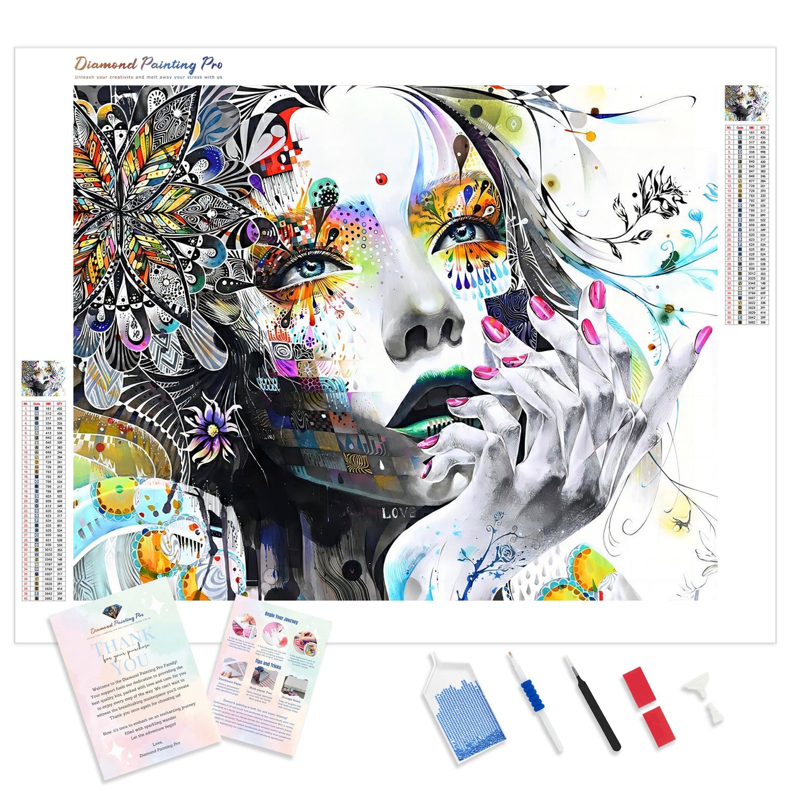 Abstract Girl | Diamond Painting Kit - Full Drill - Square or Round Diamonds with AB Drills Option