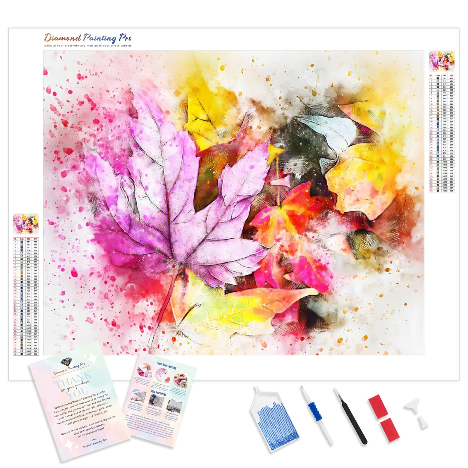 Abstract Leaves | Diamond Painting Kit - Full Drill - Square or Round Diamonds with AB Drills Option