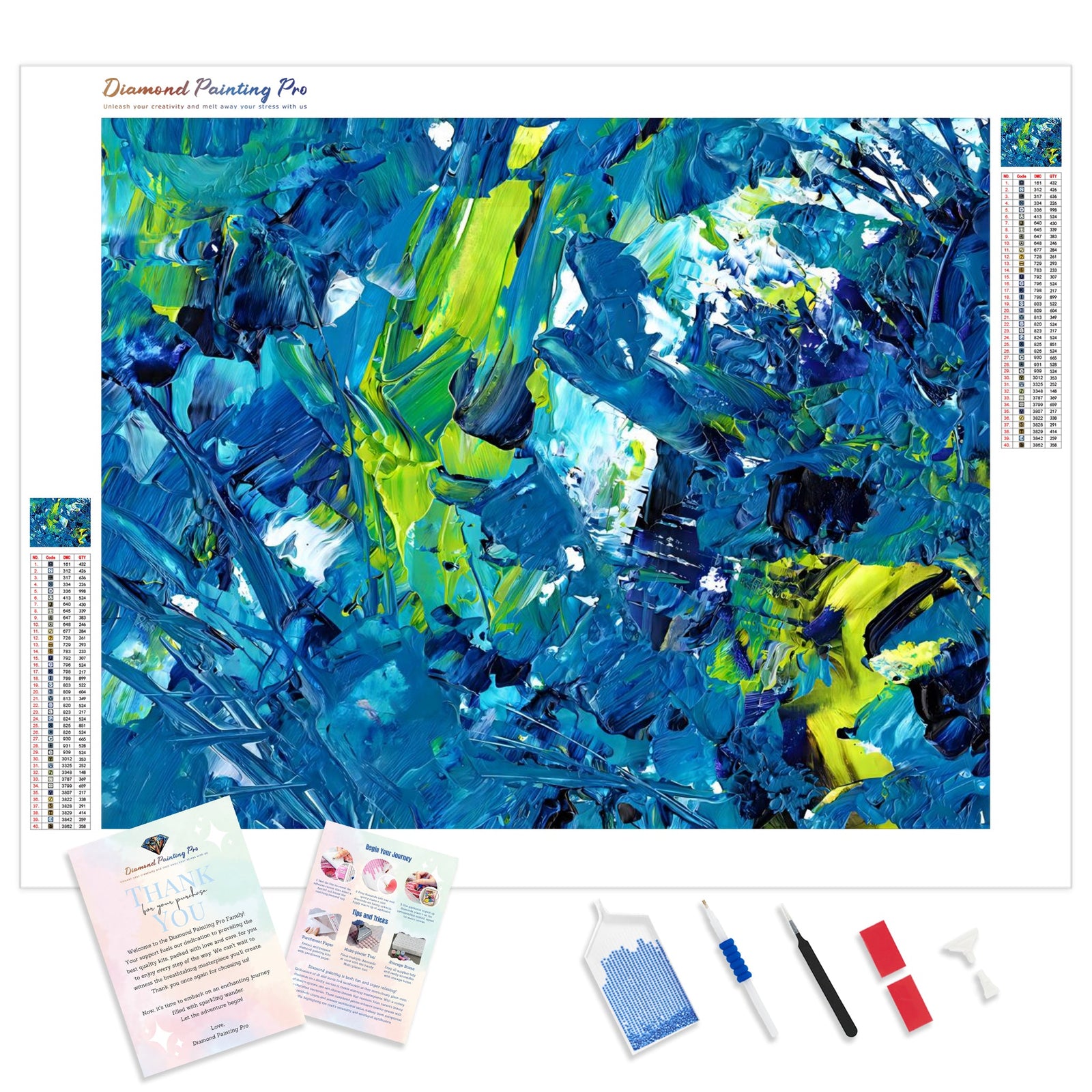 Abstract Canvas | Diamond Painting Kit - Full Drill - Square or Round Diamonds with AB Drills Option