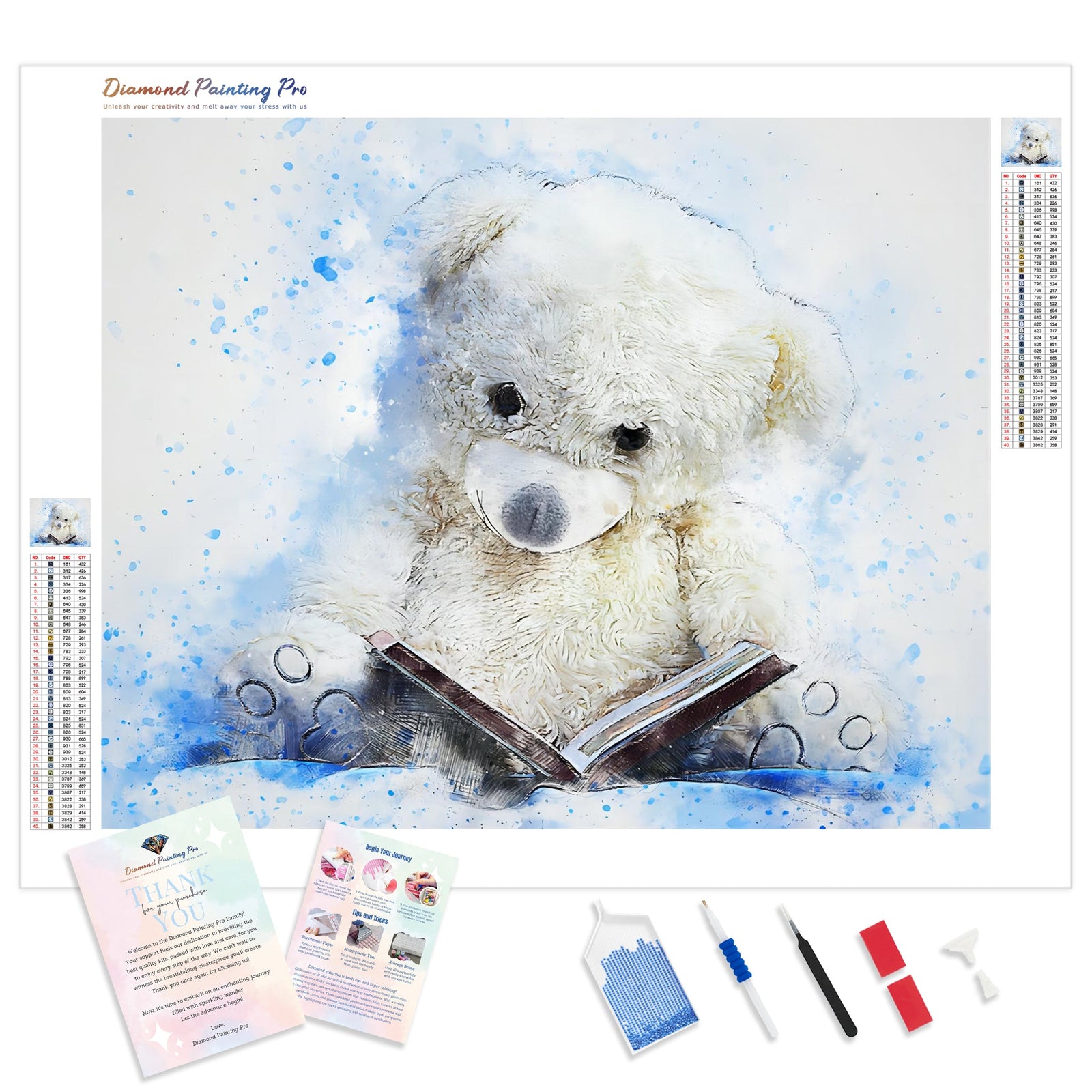 Cub Reading Time | Diamond Painting Kit - Full Drill - Square or Round Diamonds with AB Drills Option