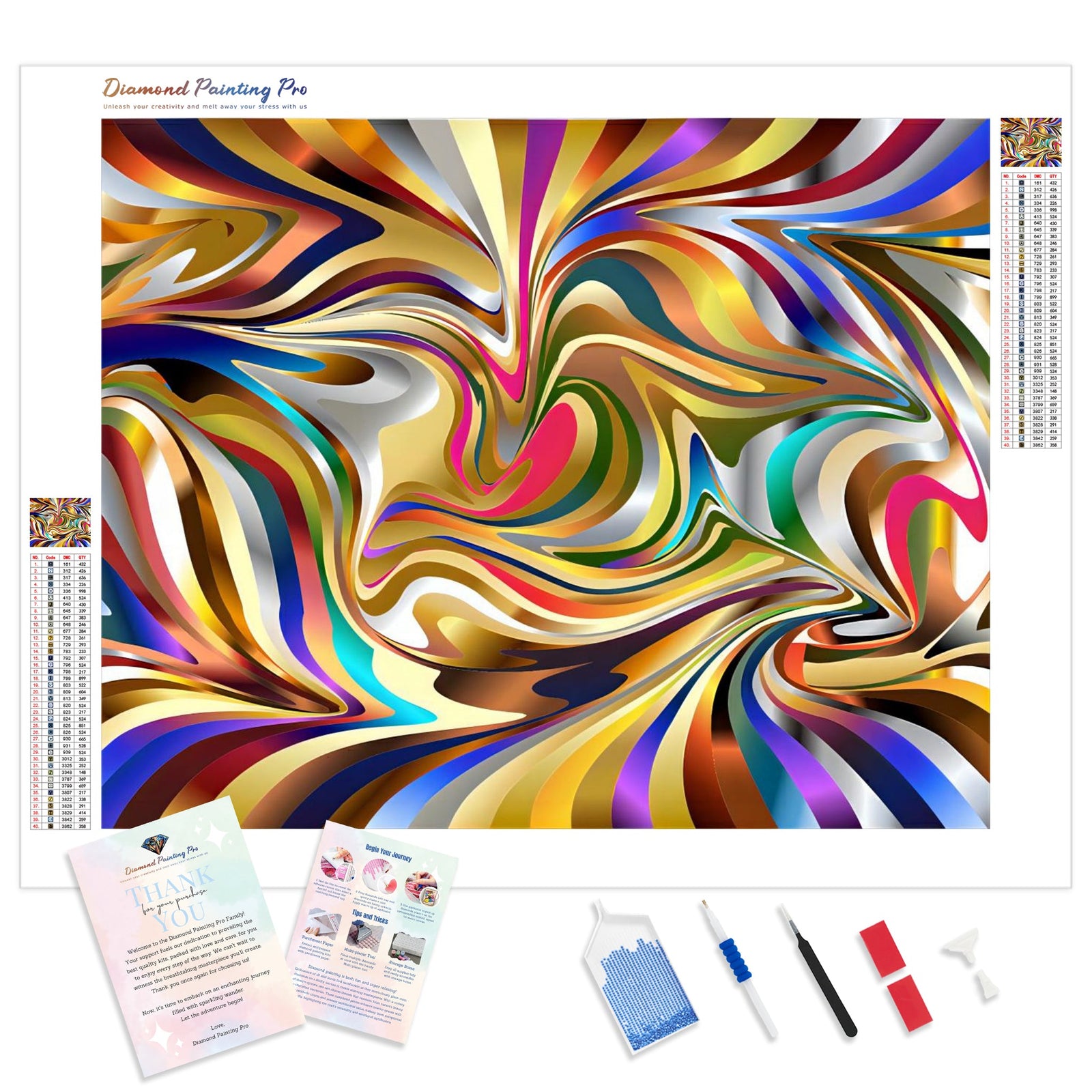 Abstract Metallic Flow | Diamond Painting Kit - Full Drill - Square or Round Diamonds with AB Drills Option