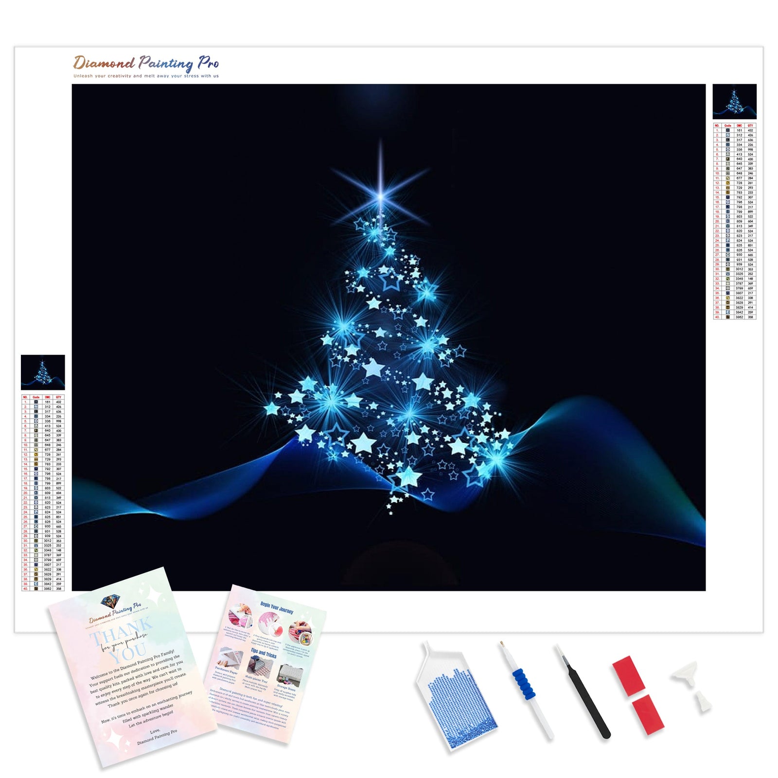 Illuminated Christmas Tree | Diamond Painting Kit - Full Drill - Square or Round Diamonds with AB Drills Option