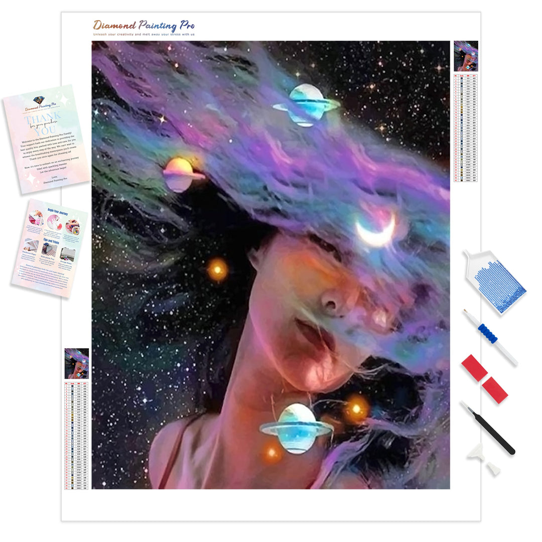 Colorful Space Girl | Diamond Painting Kit - Full Drill - Square or Round Diamonds with AB Drills Option