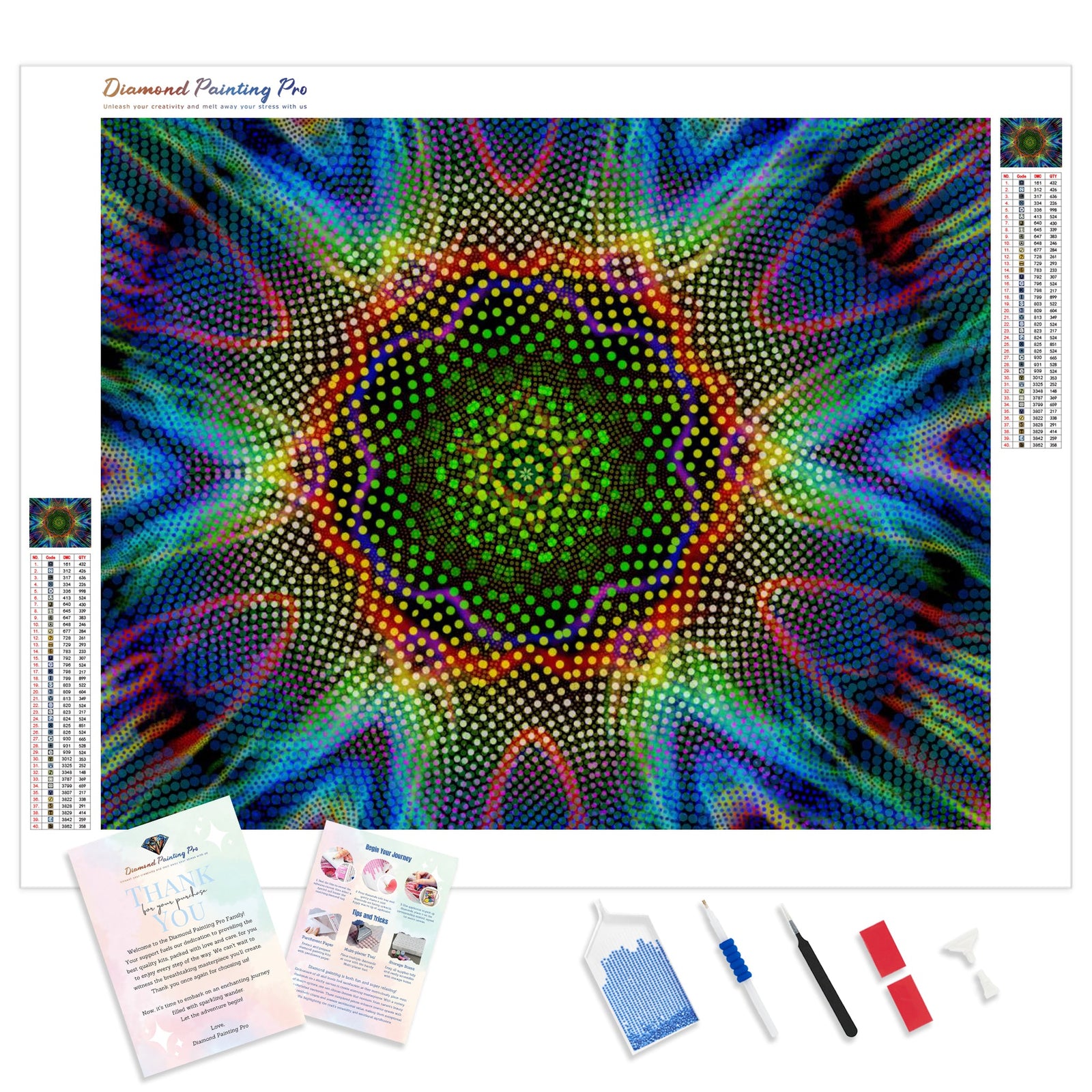 Kaleidoscope Art | Diamond Painting Kit - Full Drill - Square or Round Diamonds with AB Drills Option