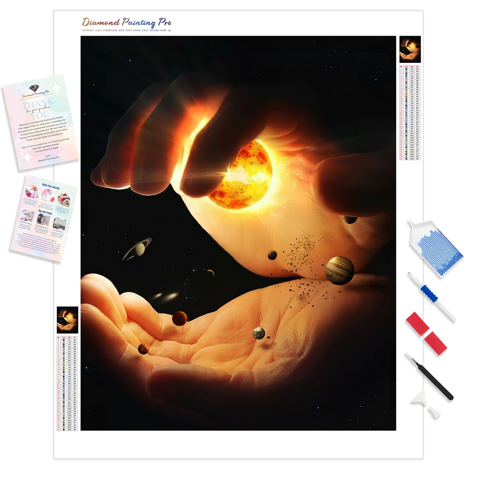 Galaxy in His Hands | Diamond Painting Kit - Full Drill - Square or Round Diamonds with AB Drills Option