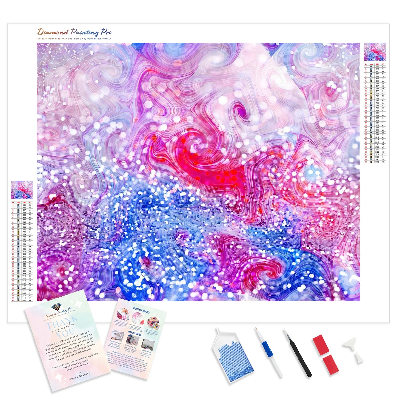 Sparkle Glitter Swirl | Diamond Painting Kit - Full Drill - Square or Round Diamonds with AB Drills Option