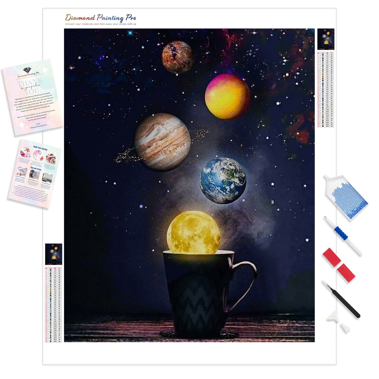 Space Artwork | Diamond Painting Kit - Full Drill - Square or Round Diamonds with AB Drills Option