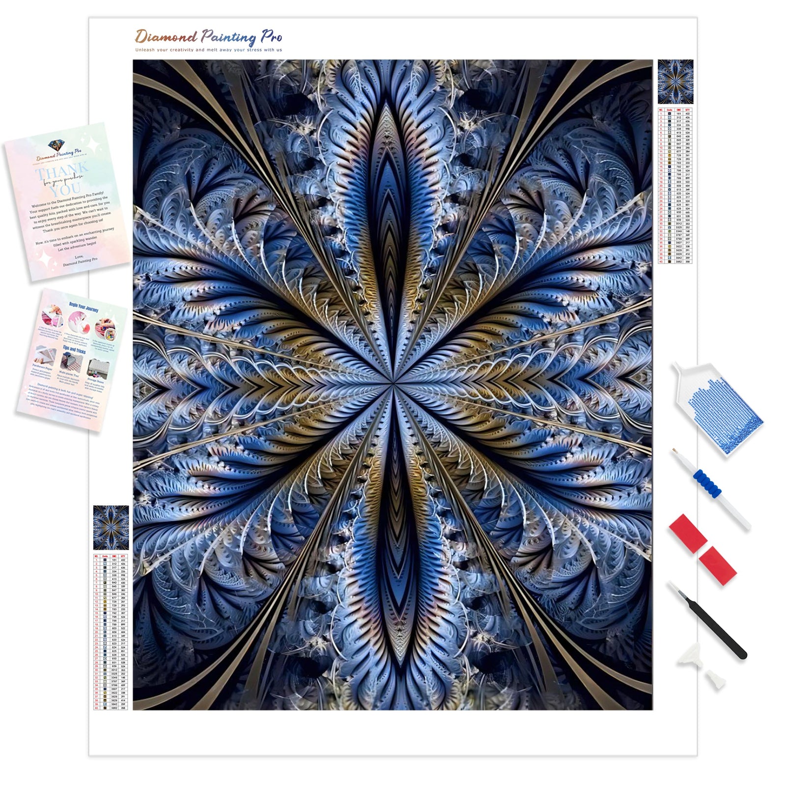 Fractal Snowflake | Diamond Painting Kit - Full Drill - Square or Round Diamonds with AB Drills Option