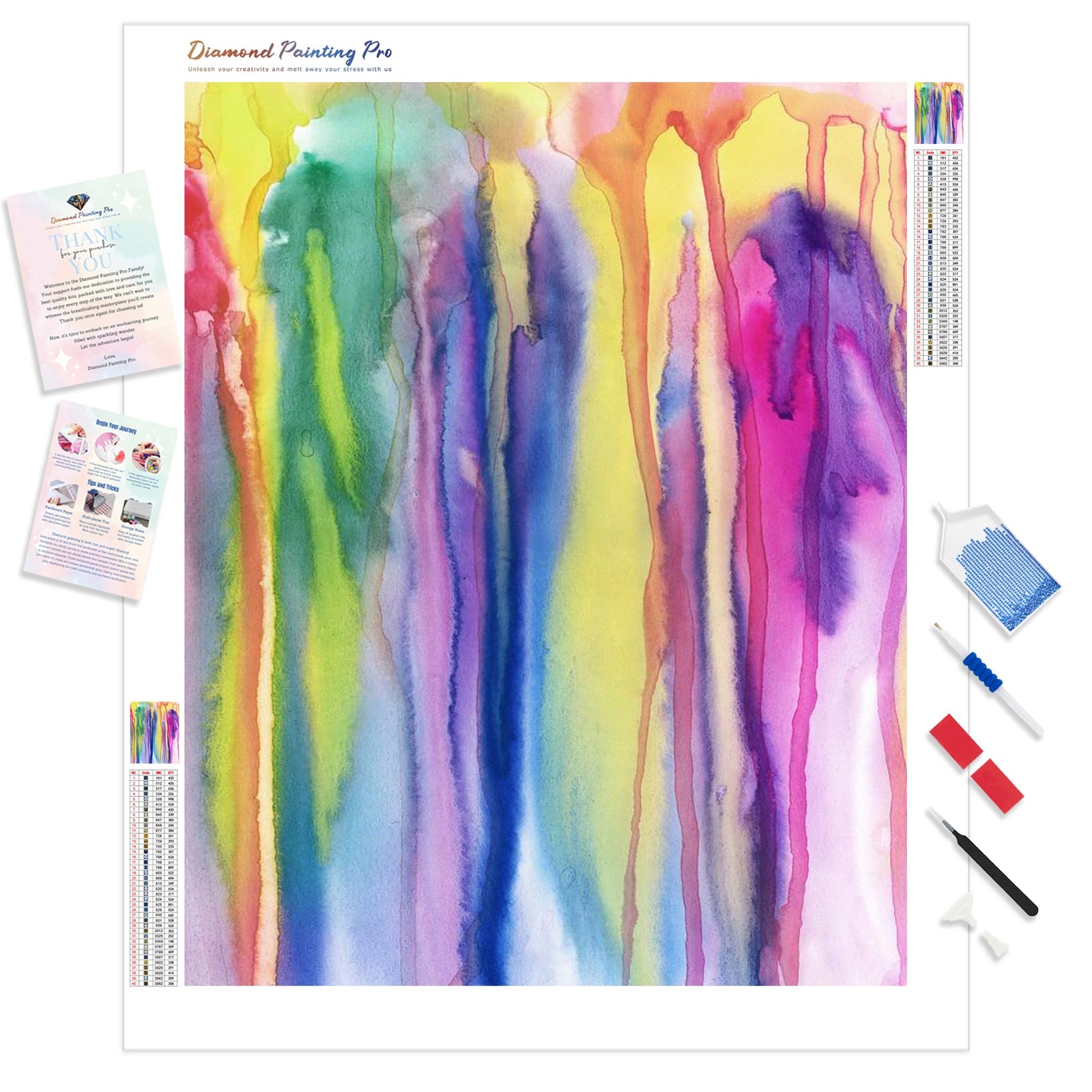 Watercolor Drip | Diamond Painting Kit - Full Drill - Square or Round Diamonds with AB Drills Option