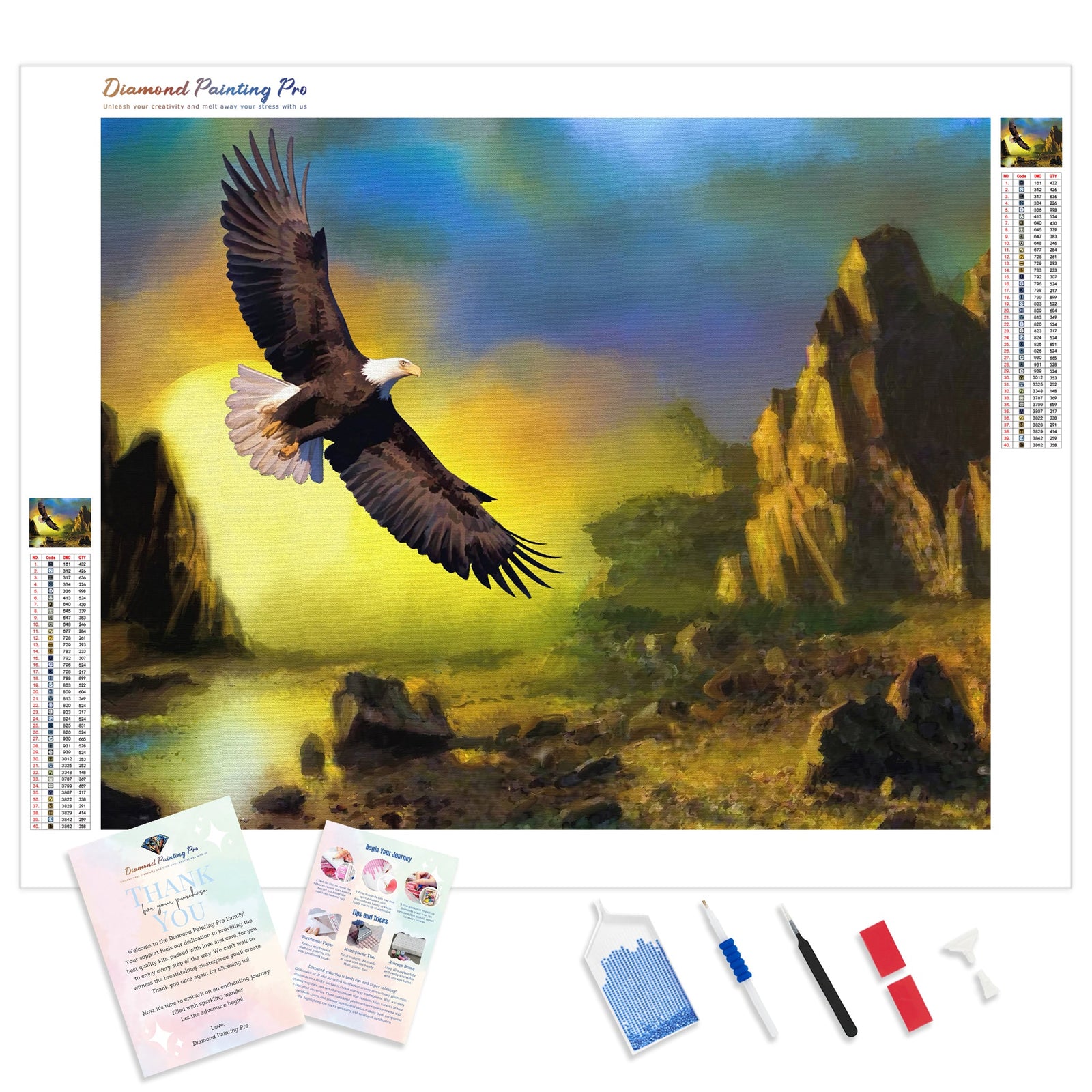 Eagle over Land | Diamond Painting Kit - Full Drill - Square or Round Diamonds with AB Drills Option