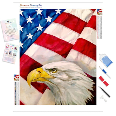 The Eagle and Flag | Diamond Painting Kit - Full Drill - Square or Round Diamonds with AB Drills Option