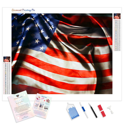 American Flag | Diamond Painting Kit - Full Drill - Square or Round Diamonds with AB Drills Option