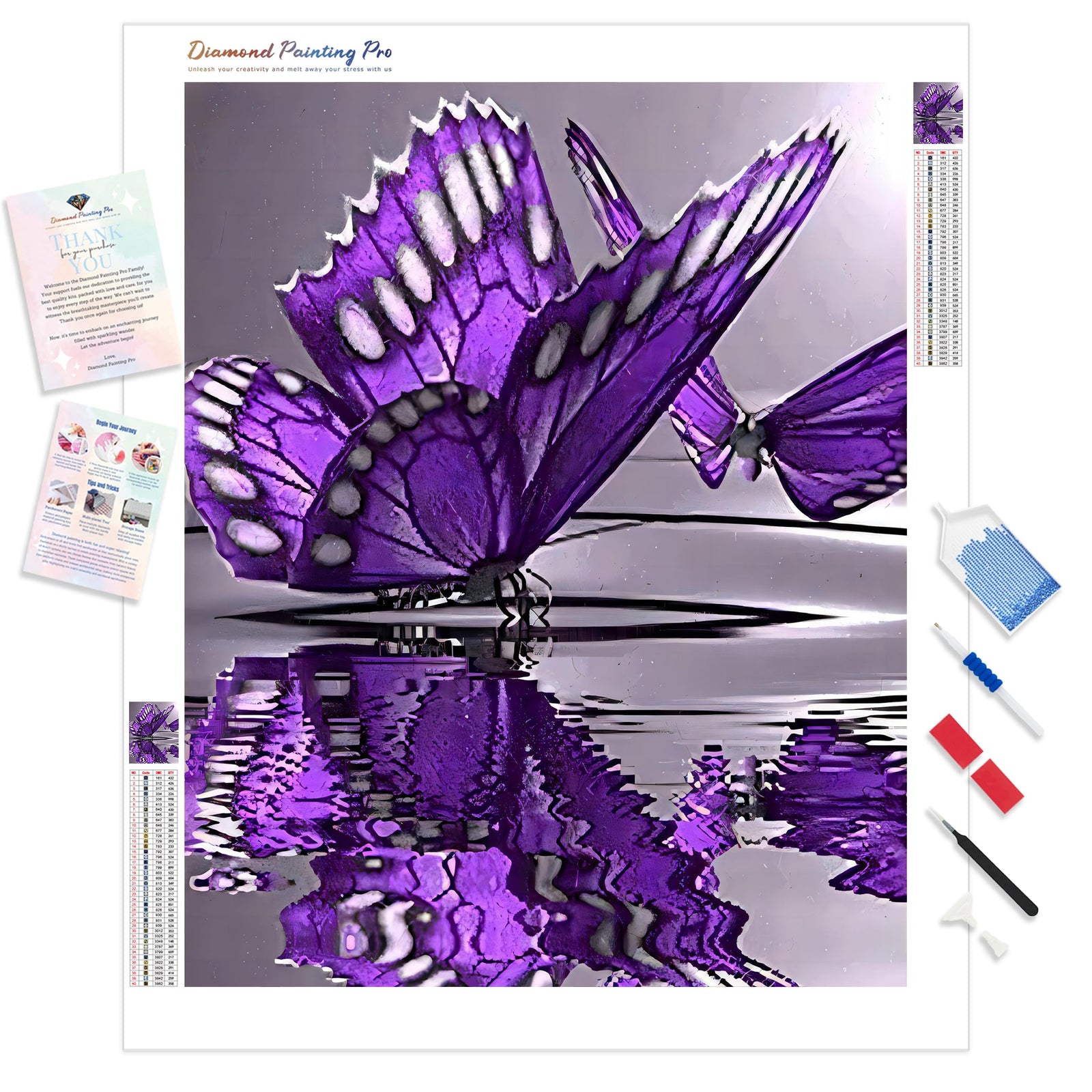 Butterfly Reflections | Diamond Painting Kit - Full Drill - Square or Round Diamonds with AB Drills Option