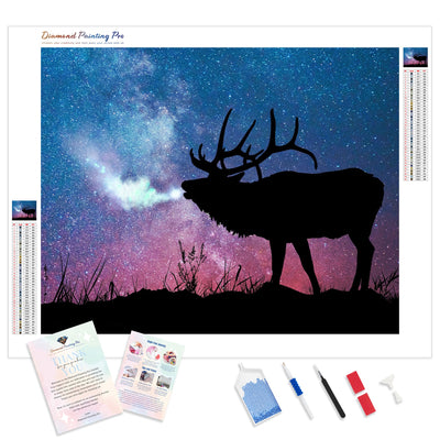 Moose under Cold Cold Night | Diamond Painting Kit - Full Drill - Square or Round Diamonds with AB Drills Option