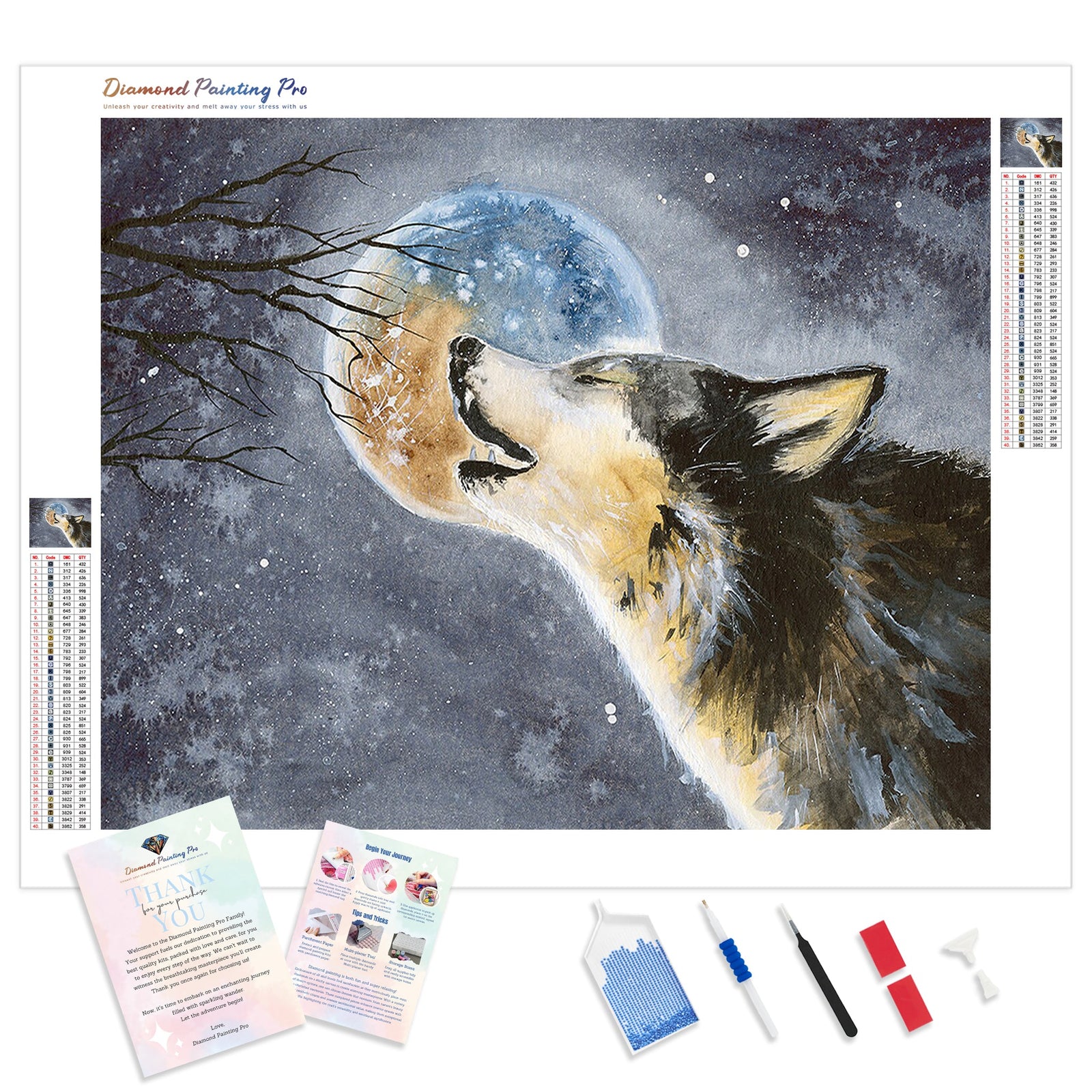 Howling Wolf | Diamond Painting Kit - Full Drill - Square or Round Diamonds with AB Drills Option