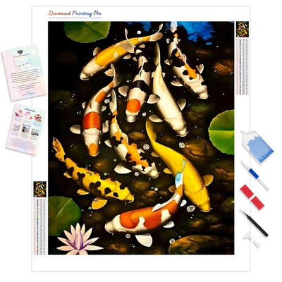 Koi Fishes | Diamond Painting Kit - Full Drill - Square or Round Diamonds with AB Drills Option