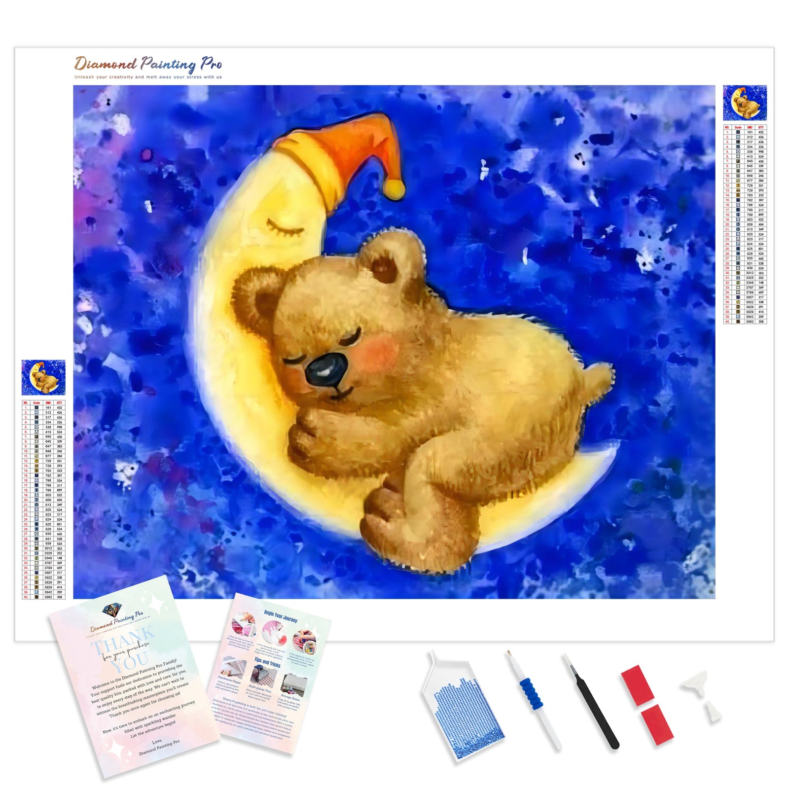 Sleepy Baby Bear | Diamond Painting Kit - Full Drill - Square or Round Diamonds with AB Drills Option