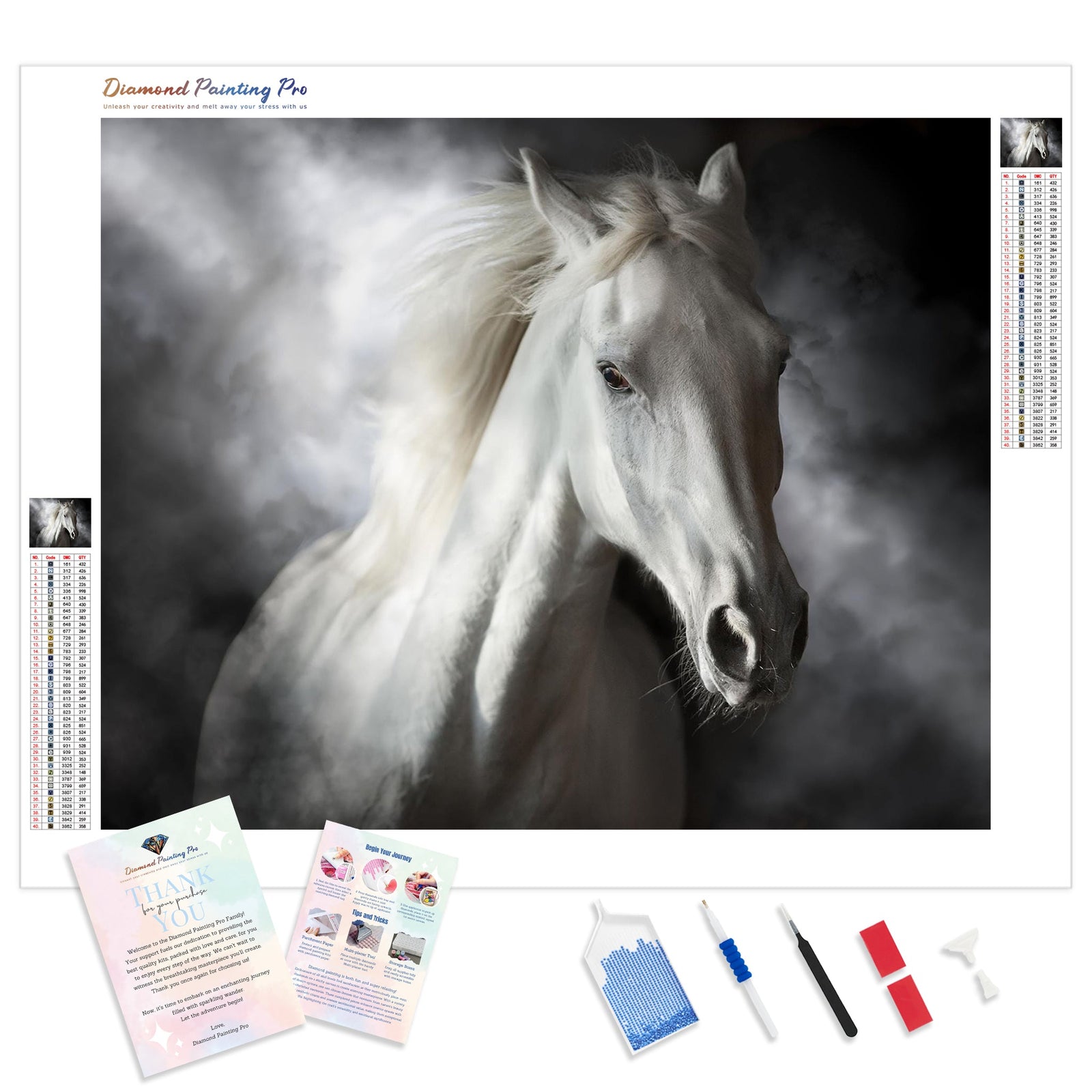 White Stallion | Diamond Painting Kit - Full Drill - Square or Round Diamonds with AB Drills Option