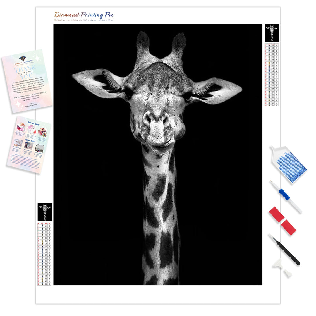 Black and White Giraffe | Diamond Painting Kit - Full Drill - Square or Round Diamonds with AB Drills Option