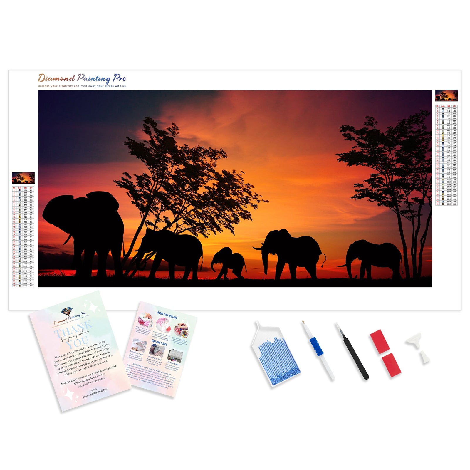 Africa elephant | Diamond Painting Kit - Full Drill - Square or Round Diamonds with AB Drills Option