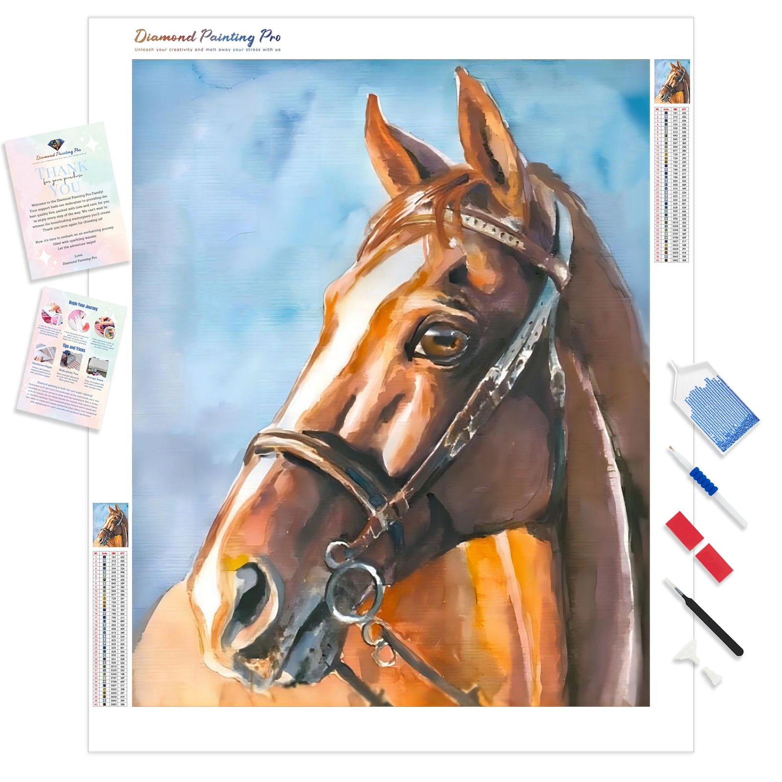 Arabian Brown Horse | Diamond Painting Kit - Full Drill - Square or Round Diamonds with AB Drills Option