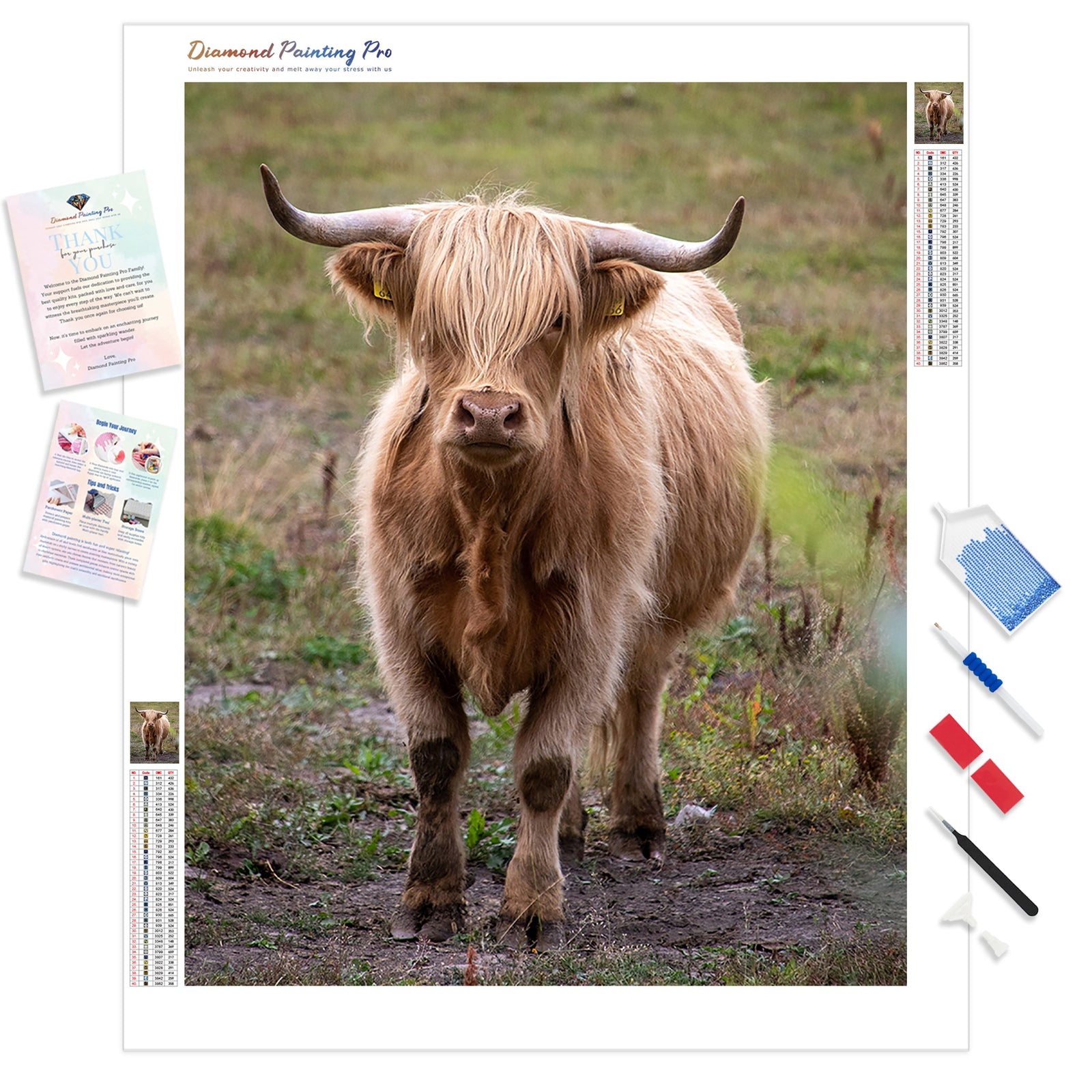 Brown Cattle | Diamond Painting Kit - Full Drill - Square or Round Diamonds with AB Drills Option