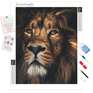 Brown Lion with White Eyes | Diamond Painting