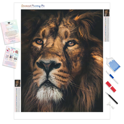 Brown Lion with White Eyes | Diamond Painting Kit - Full Drill - Square or Round Diamonds with AB Drills Option